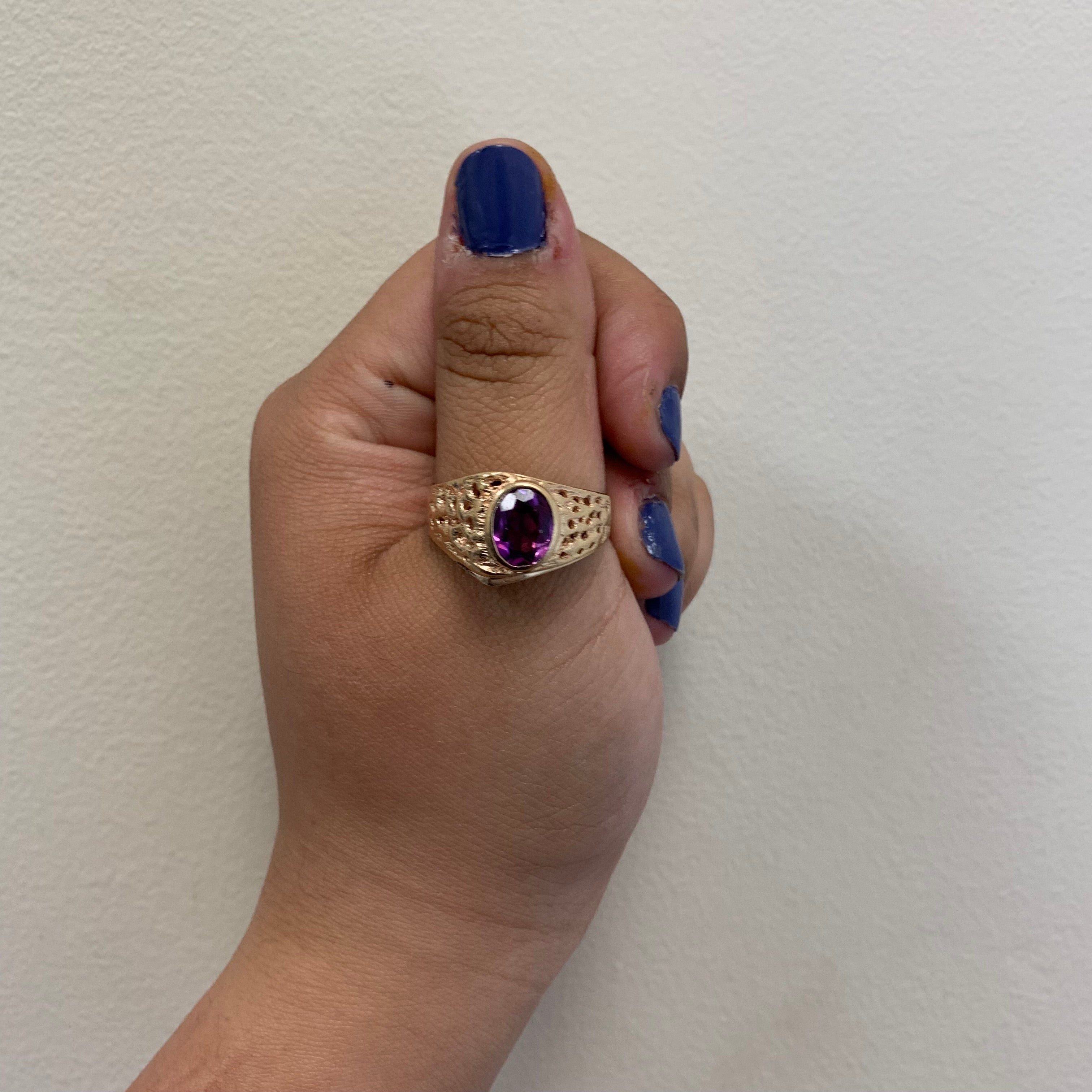 Offset Synthetic Purple Sapphire Ring | 3.28ct | SZ 14.25 |