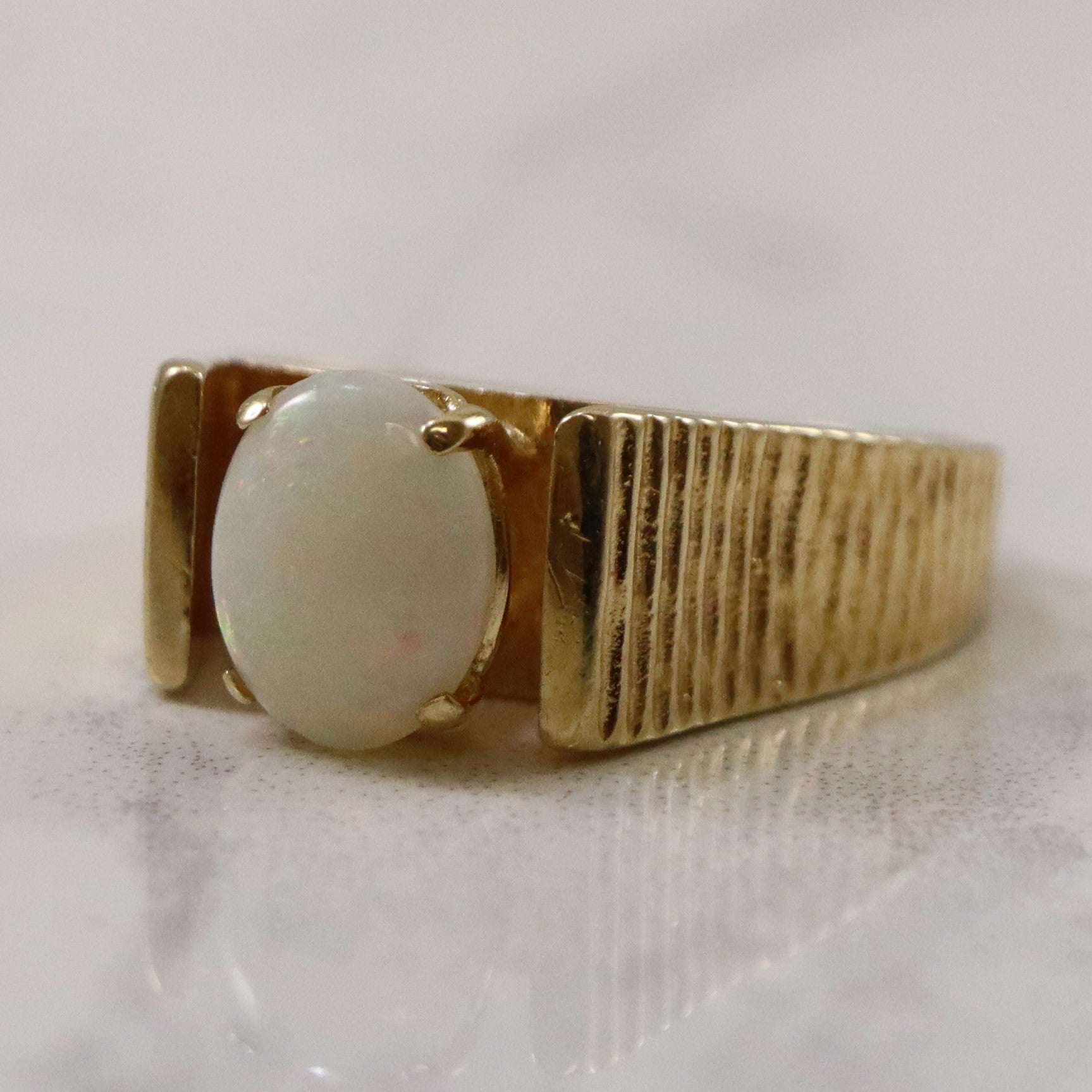 Solitaire Opal Textured Ring | 0.65ct | SZ 5.5 |