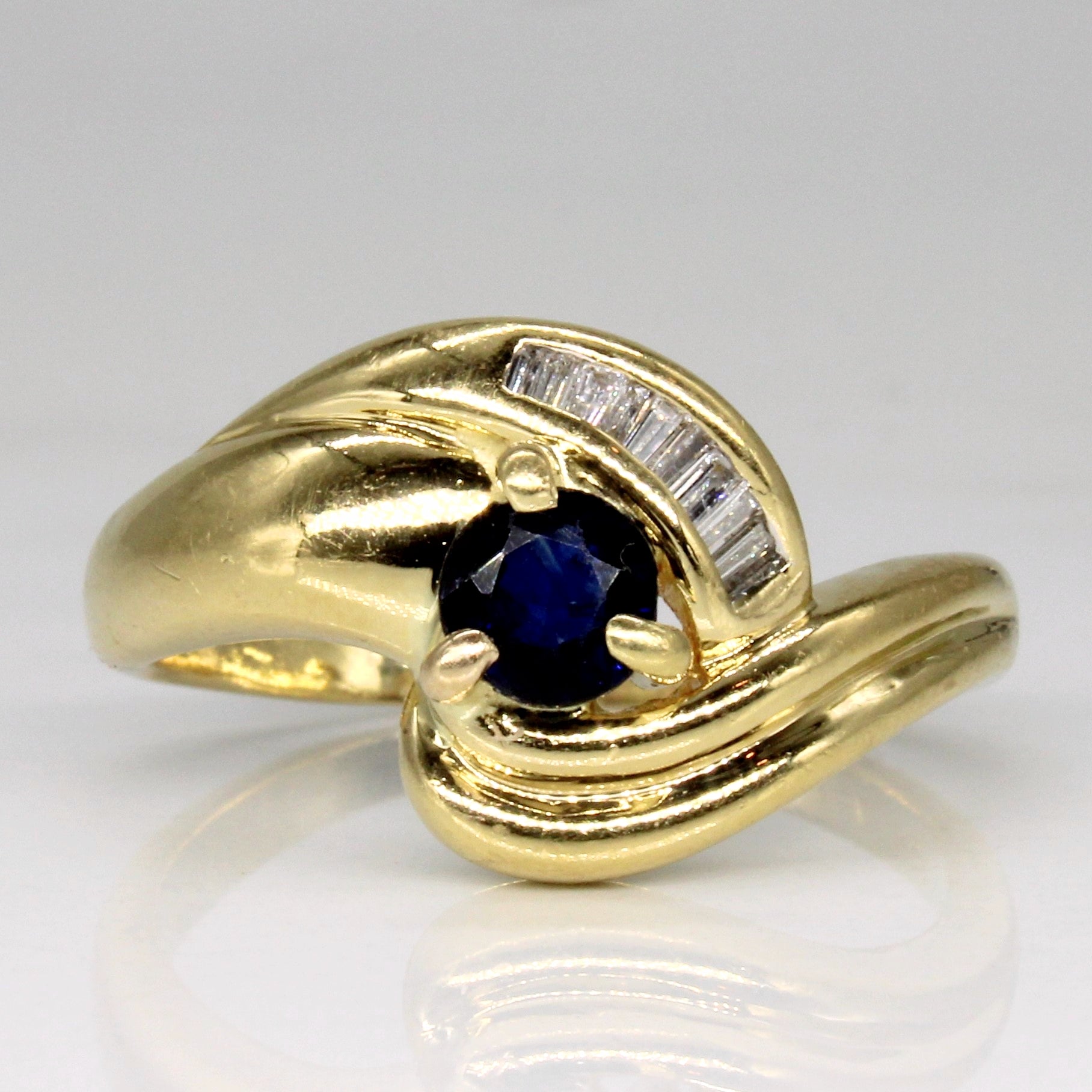 Sapphire & Diamond Bypass Ring | 0.25ct, 0.05ctw | SZ 8.25 |