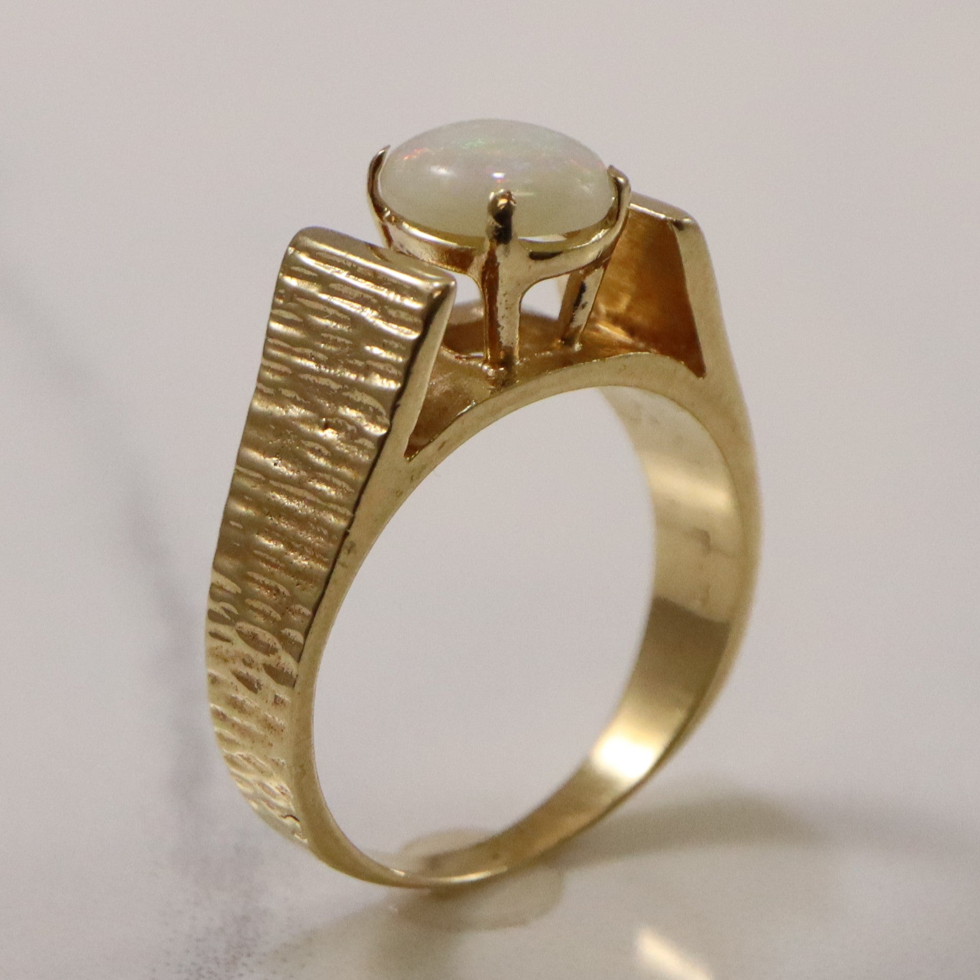 Solitaire Opal Textured Ring | 0.65ct | SZ 5.5 |