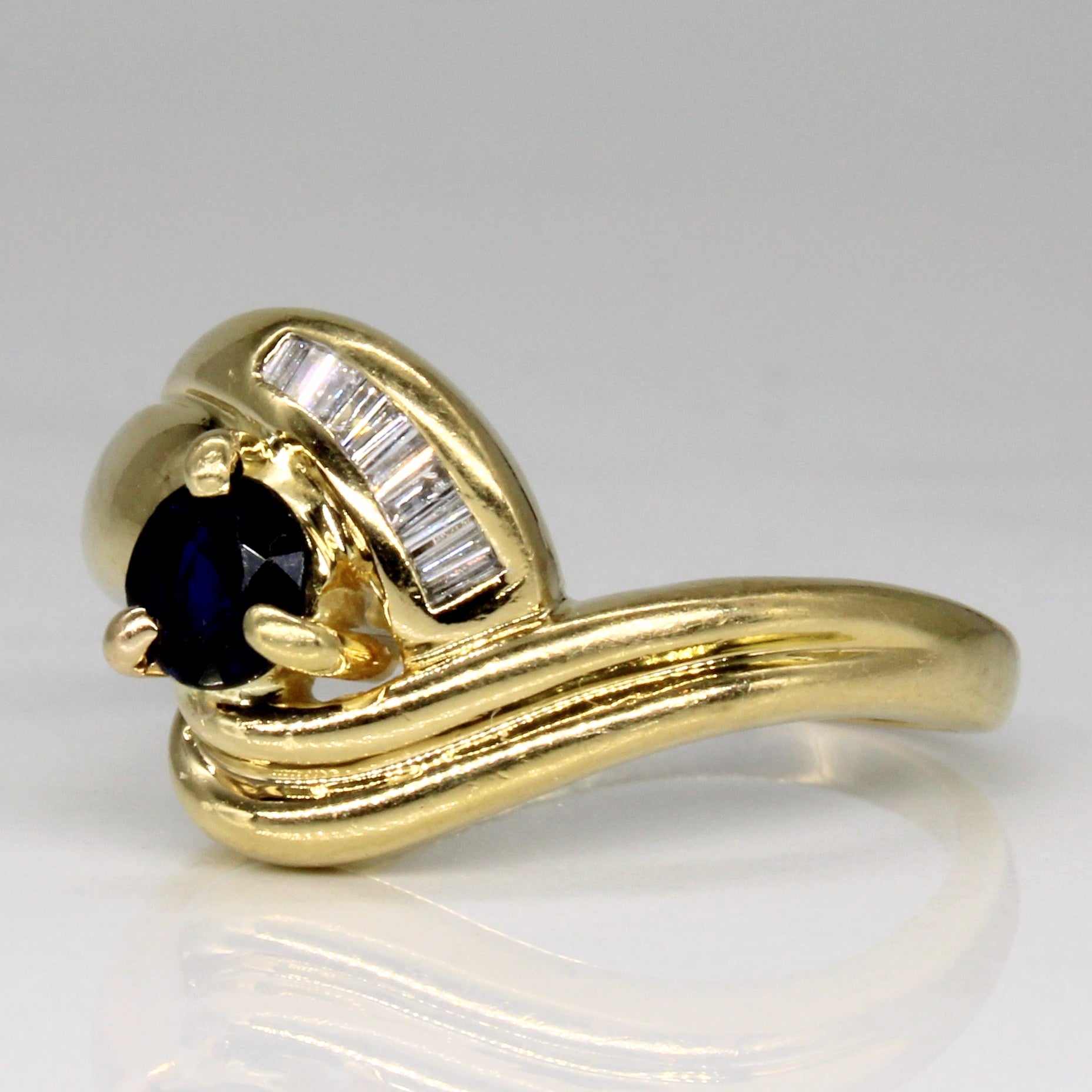 Sapphire & Diamond Bypass Ring | 0.25ct, 0.05ctw | SZ 8.25 |