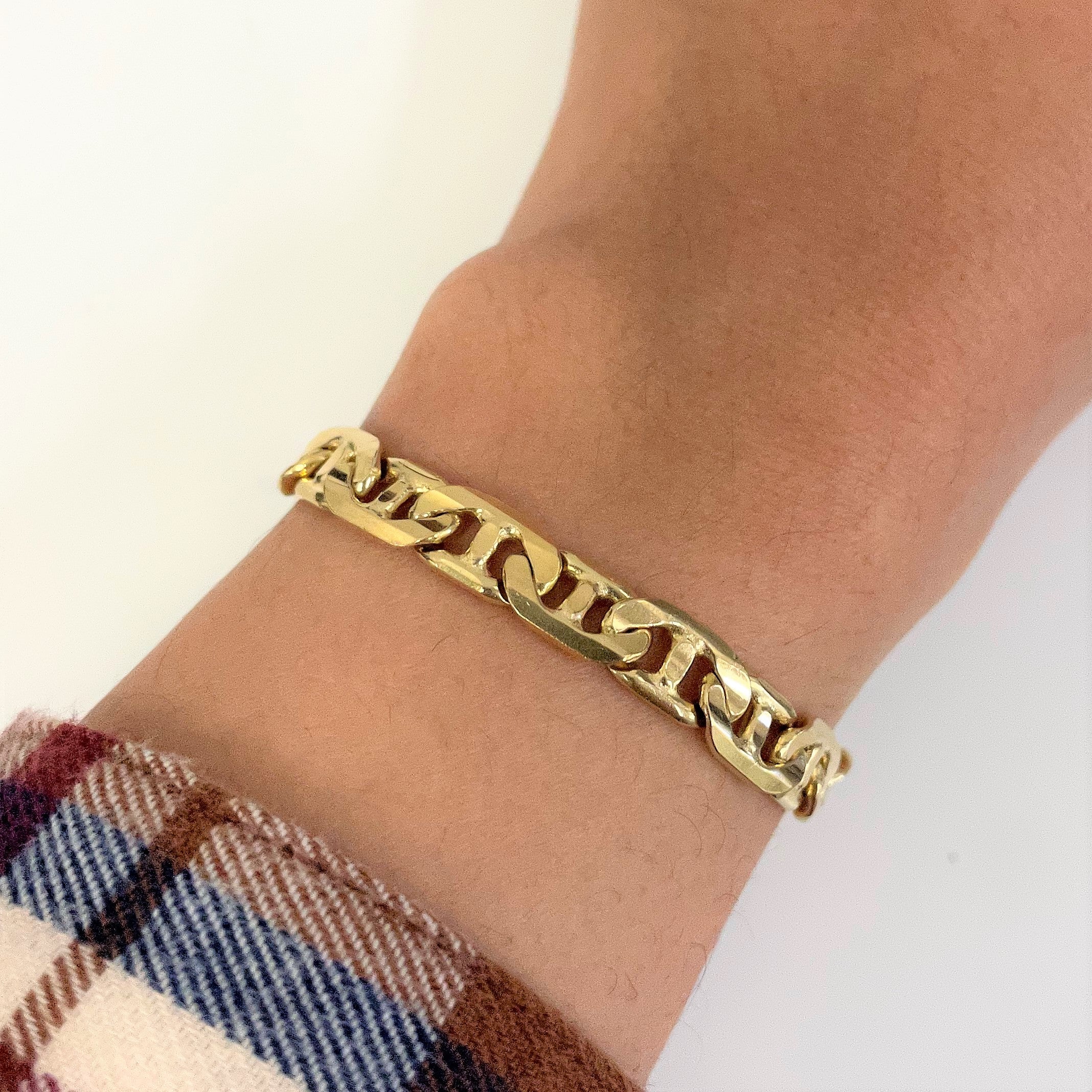 18k Yellow Gold Anchor Chain Bracelet | 9" |