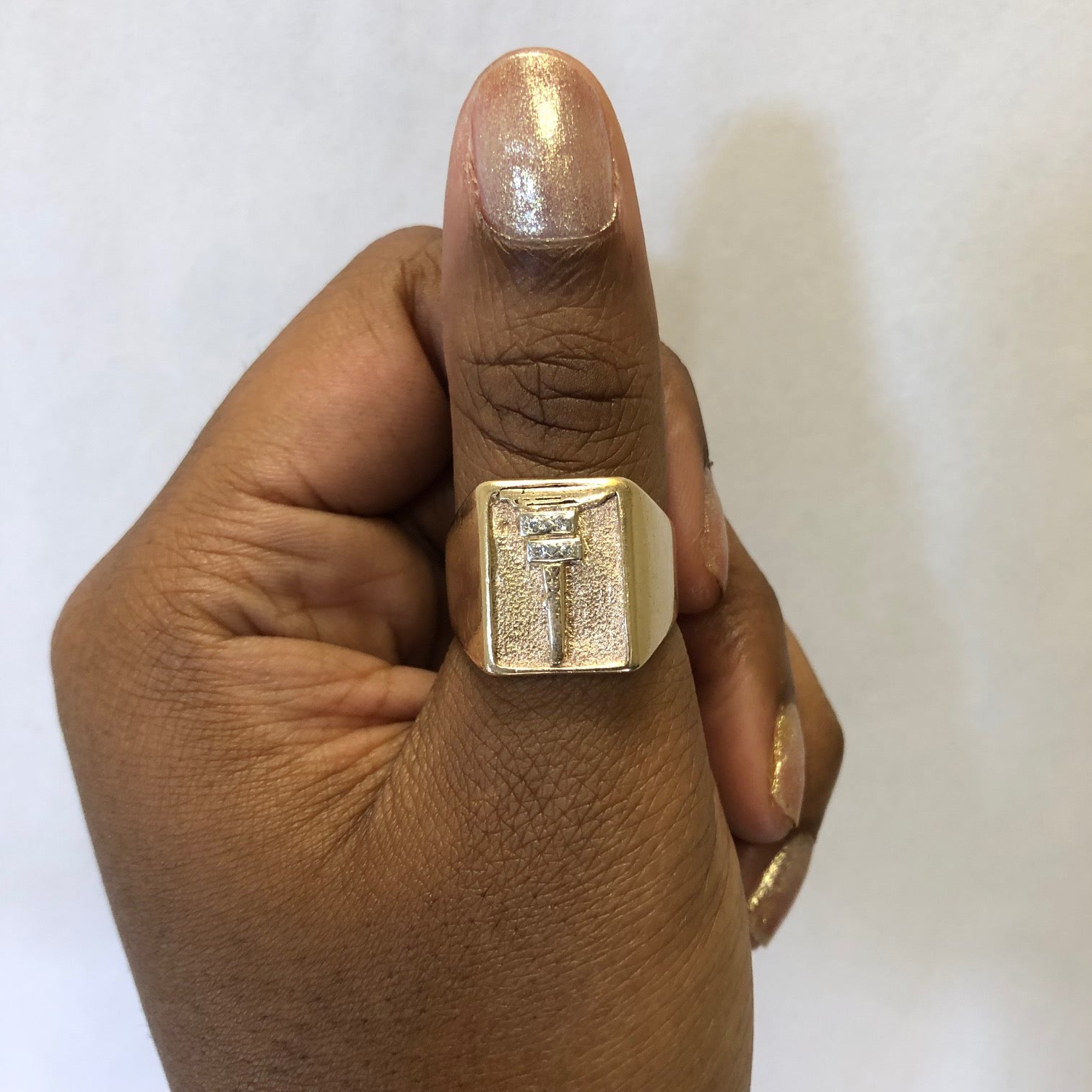 Diamond Initial 'T' Signet Ring | 0.04ctw | SZ 11.25 |