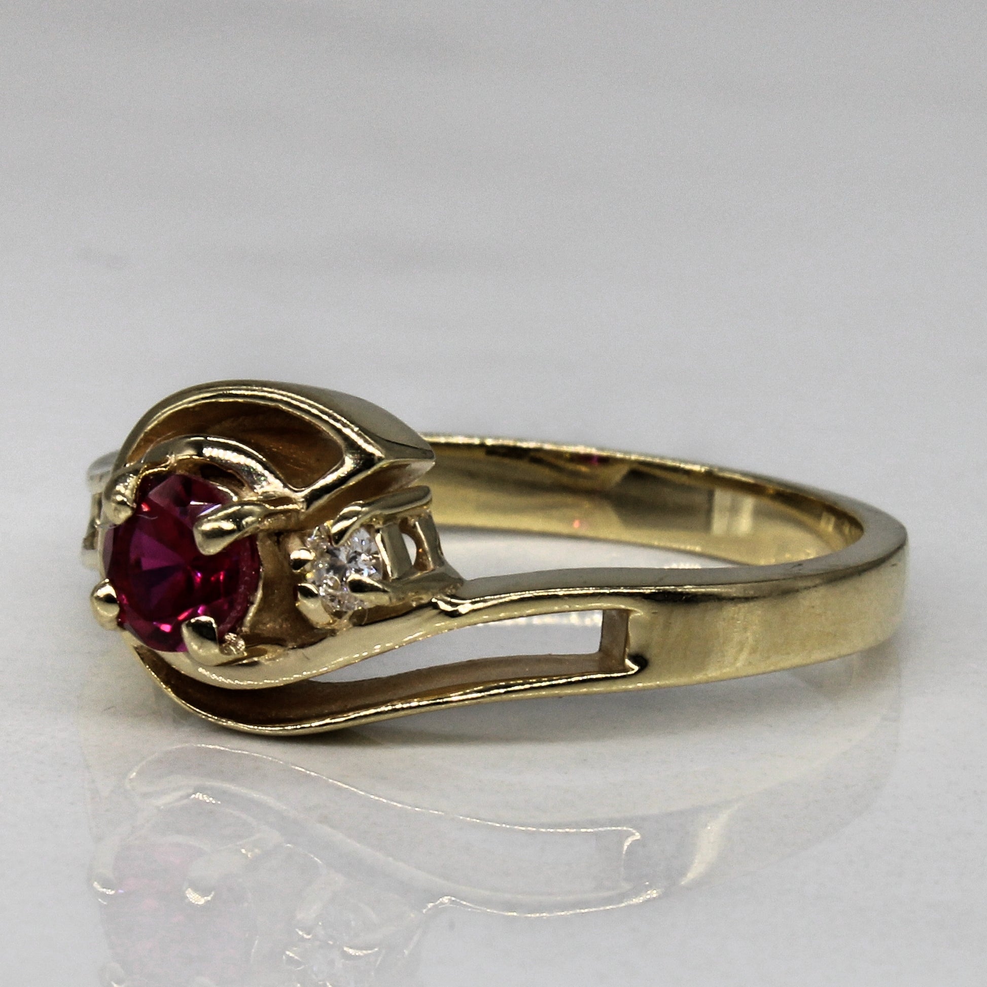 Synthetic Ruby & Diamond Ring | 0.25ct, 0.03ct | SZ 6 |