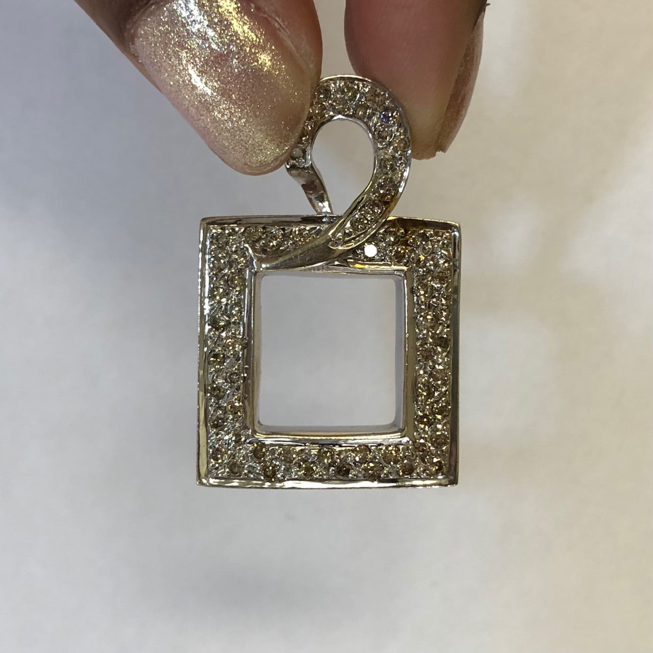 Pave Diamond Square Pendant | 1.28ctw |