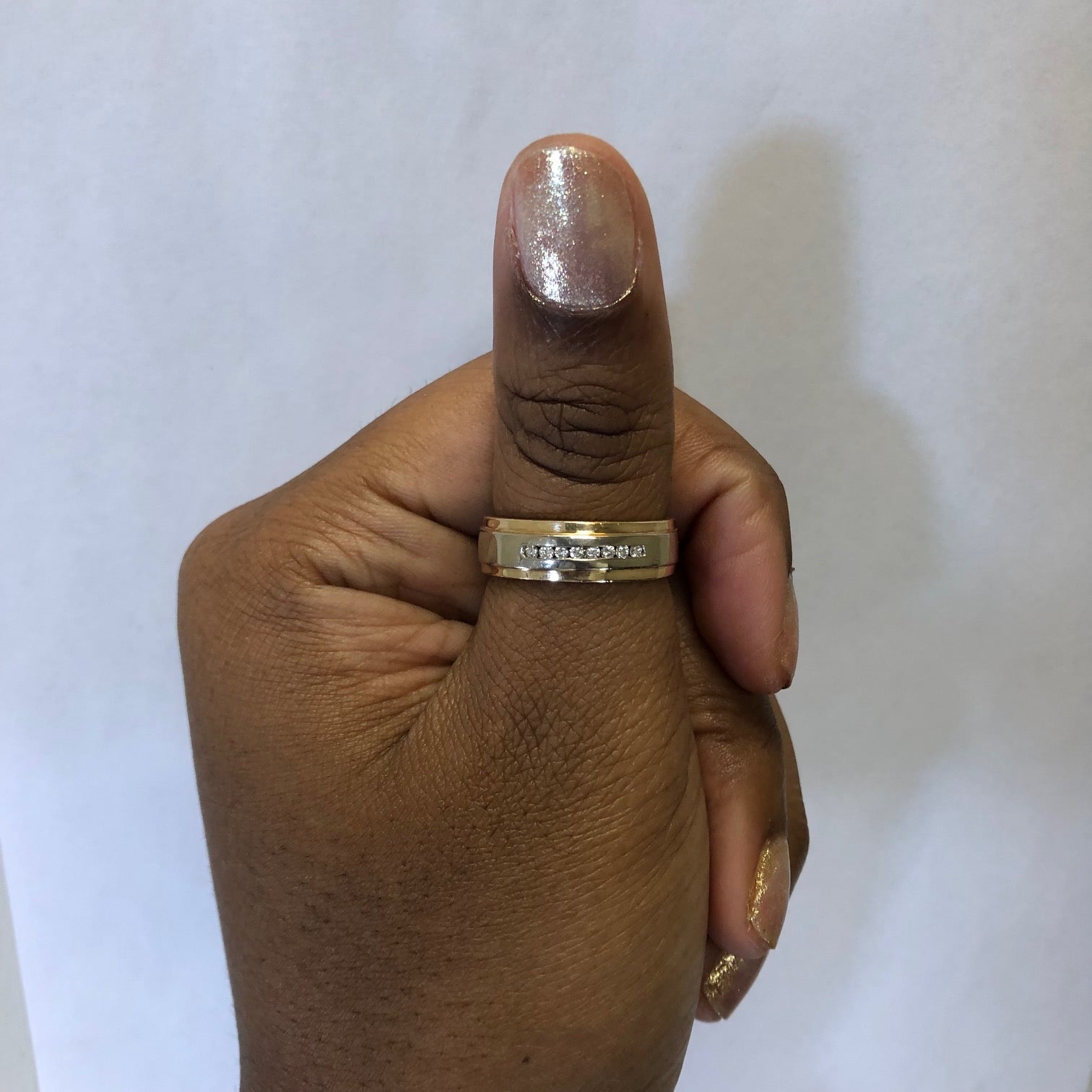 Two Tone Channel Set Diamond Ring | 0.16ctw | SZ 11 |