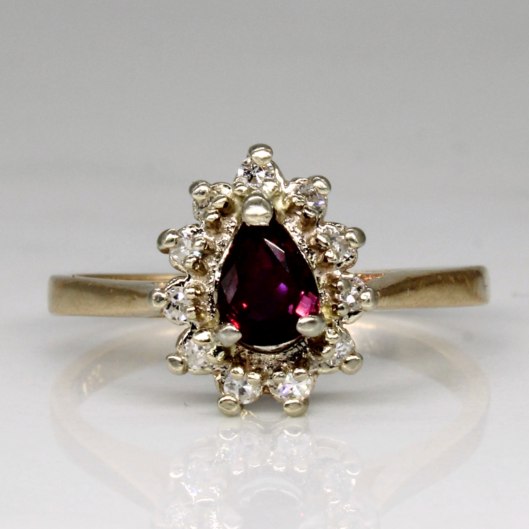 Synthetic Ruby & Diamond Halo Ring | 0.53ct, 0.11ctw | SZ 8.5 |