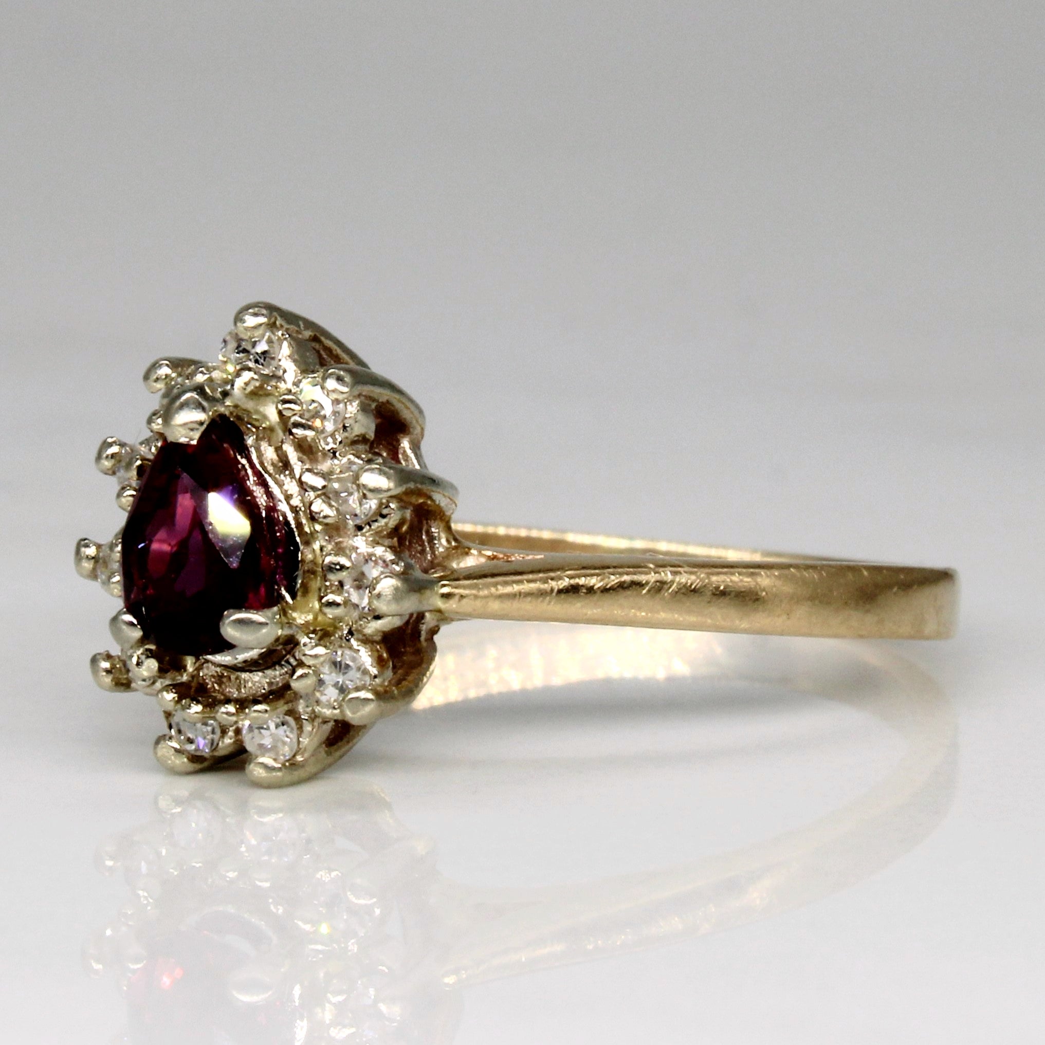 Synthetic Ruby & Diamond Halo Ring | 0.53ct, 0.11ctw | SZ 8.5 |