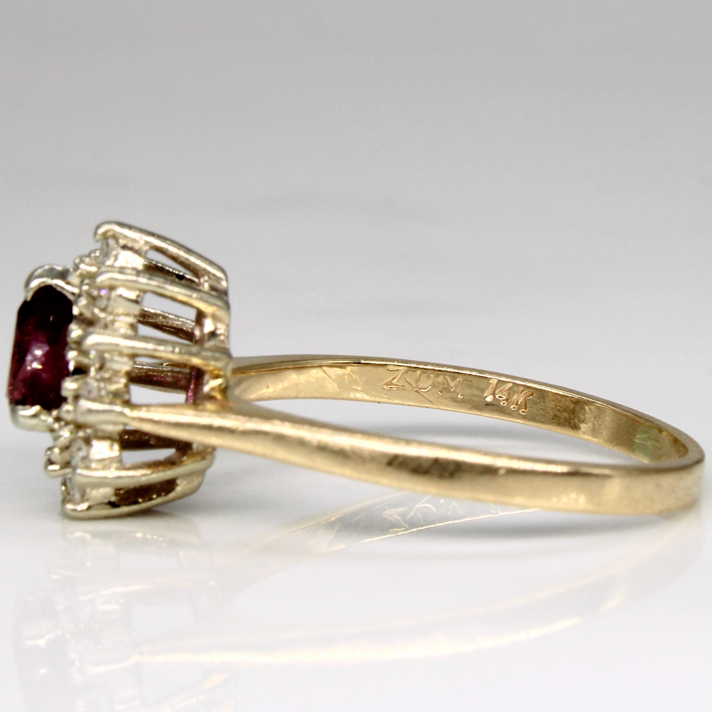 Synthetic Ruby & Diamond Halo Ring | 0.53ct, 0.11ctw | SZ 8.5 |