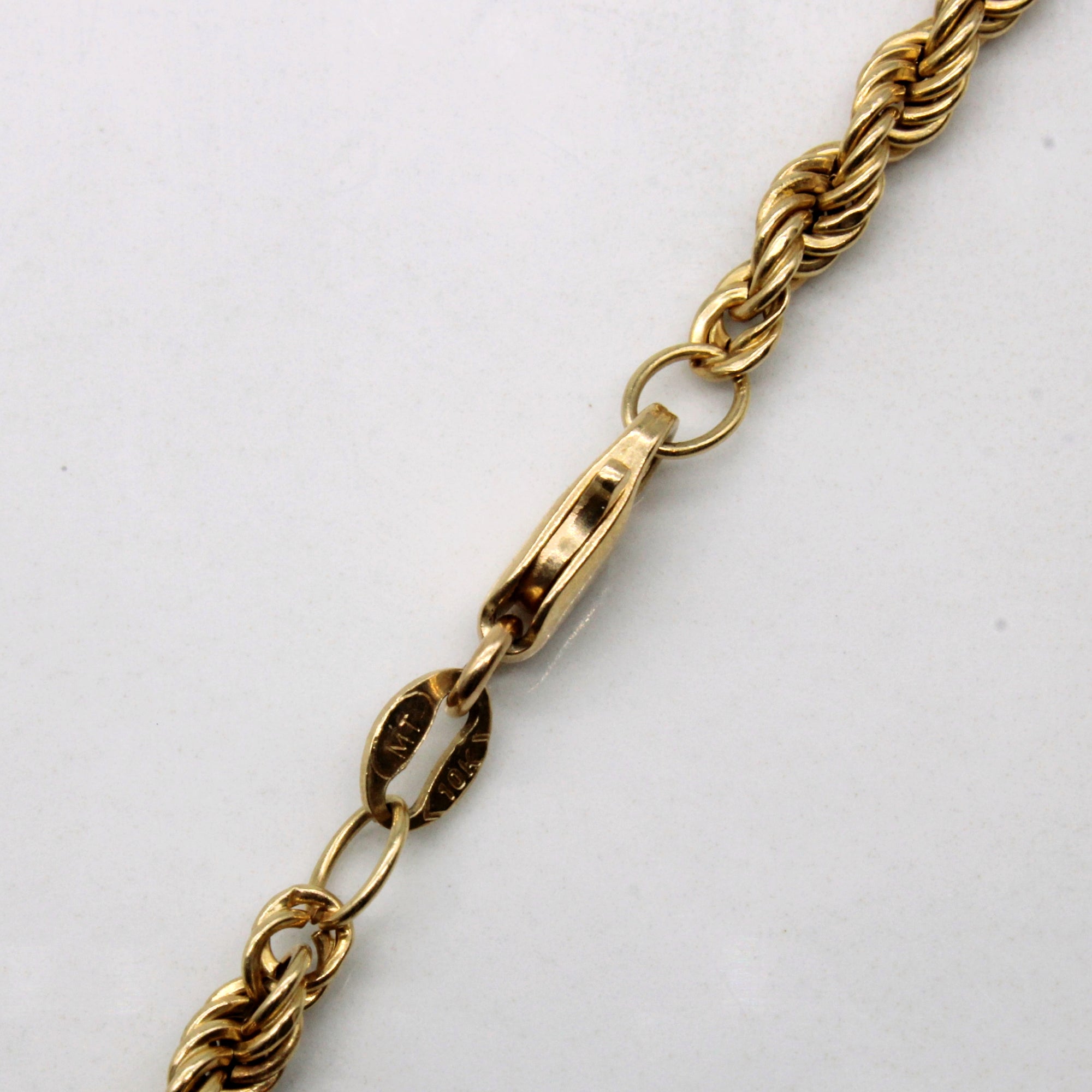 10k Yellow Gold Rope Chain Bracelet | 7