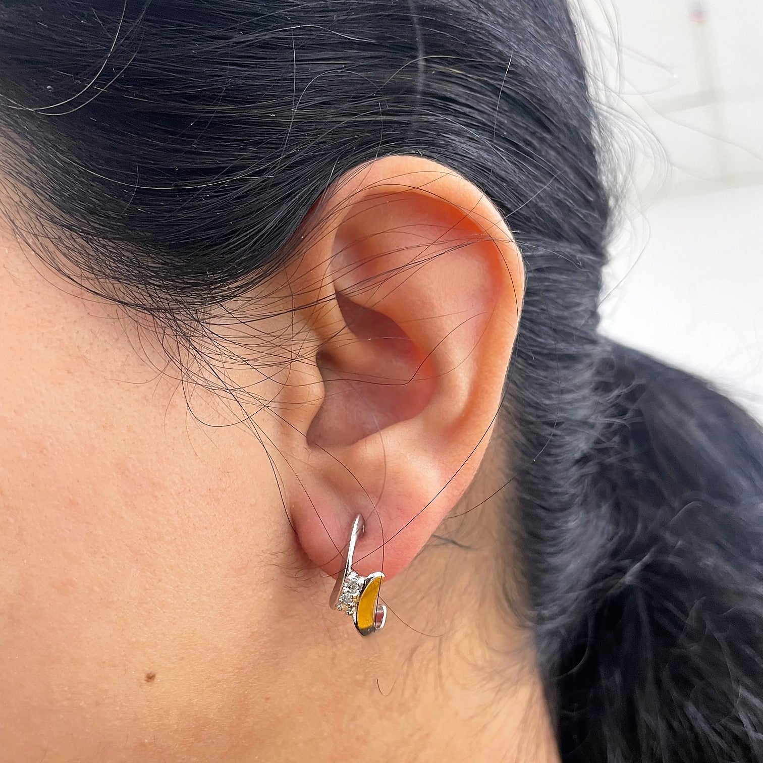 Three Stone Diamond Bypass Earrings | 0.12ctw |