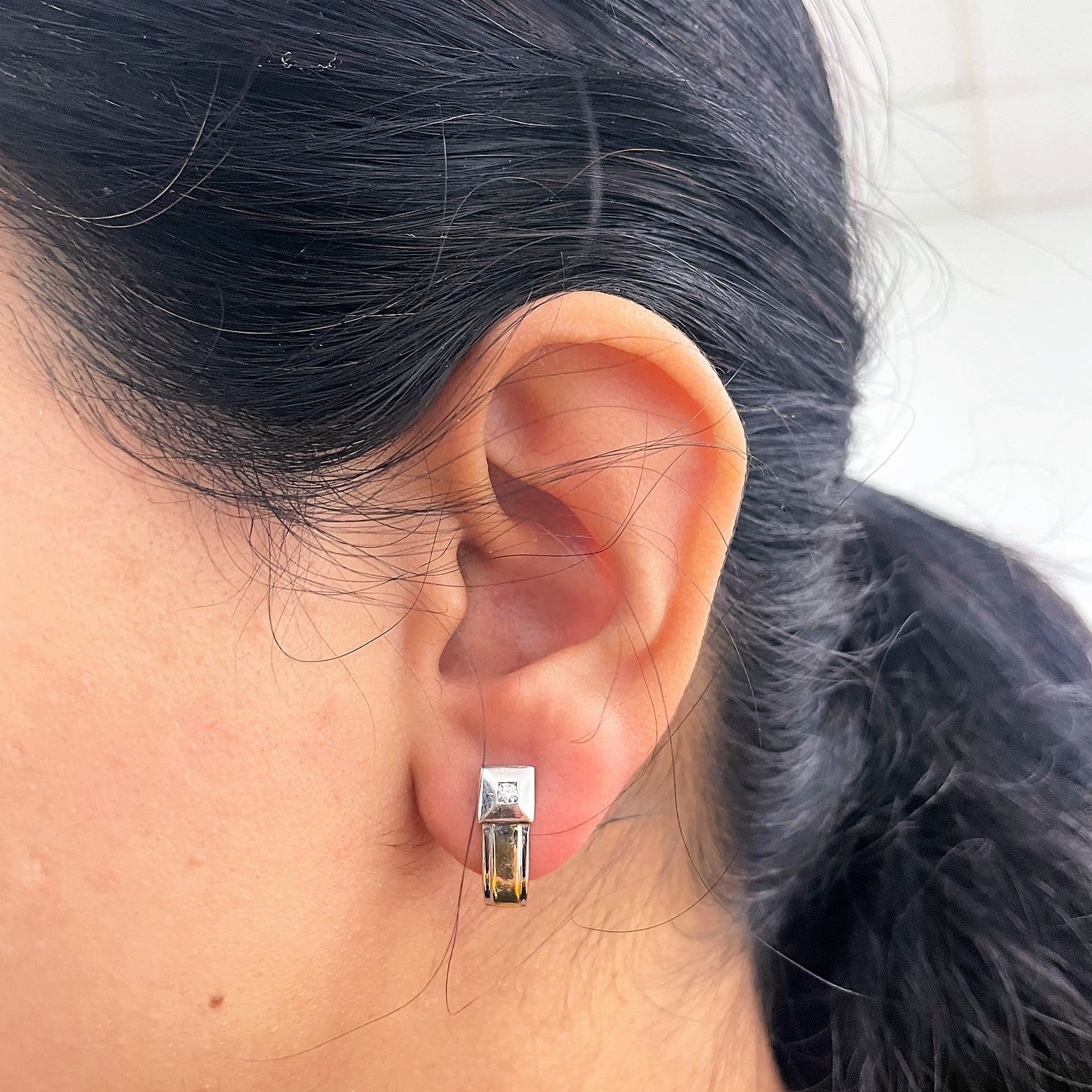 Flush Set Diamond Huggie Earrings | 0.08ctw |