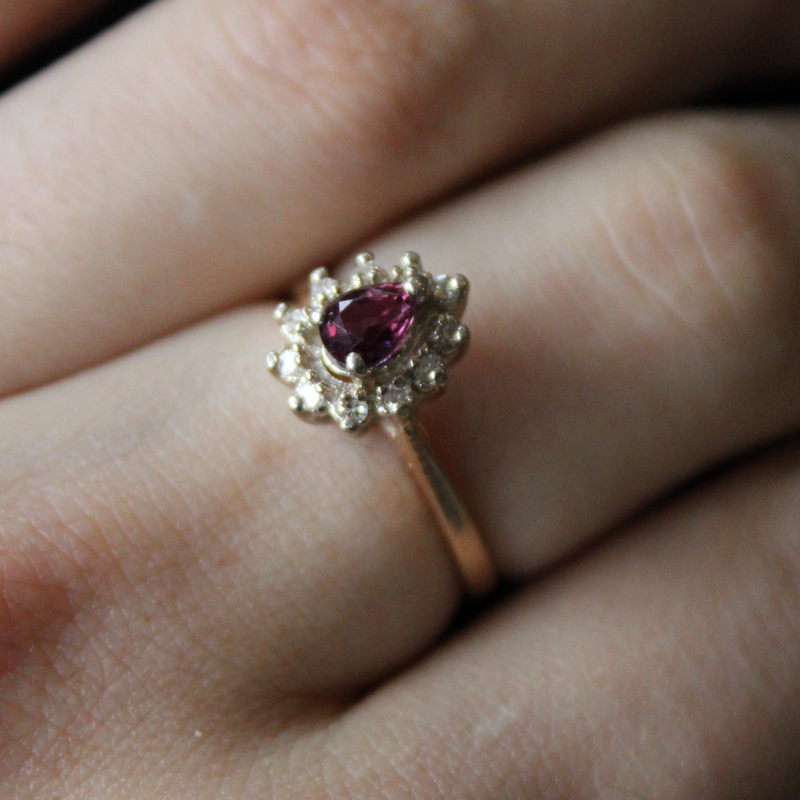 Synthetic Ruby & Diamond Halo Ring | 0.53ct, 0.11ctw | SZ 8.5 |
