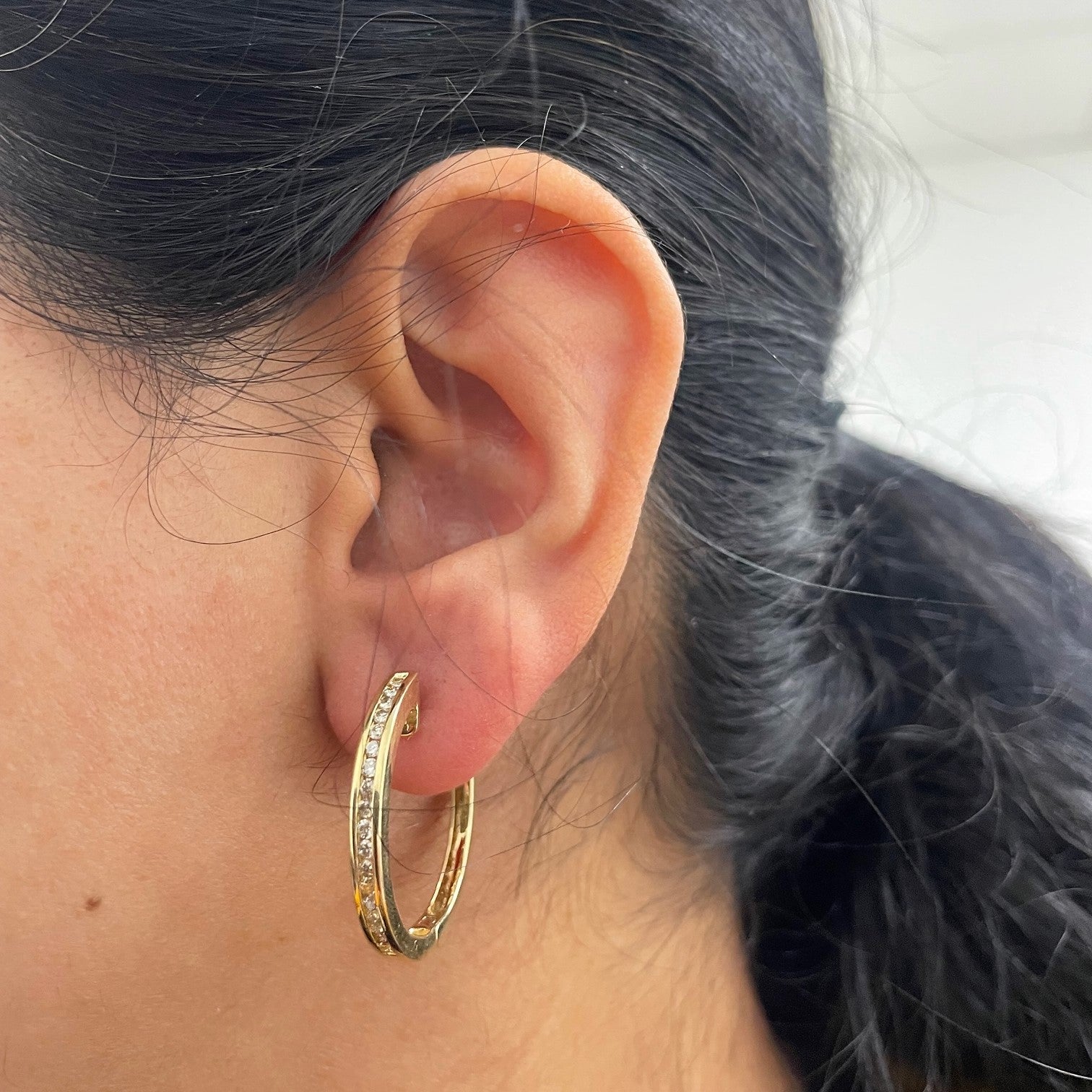 Channel Set Diamond Hoop Earrings | 0.72ctw |