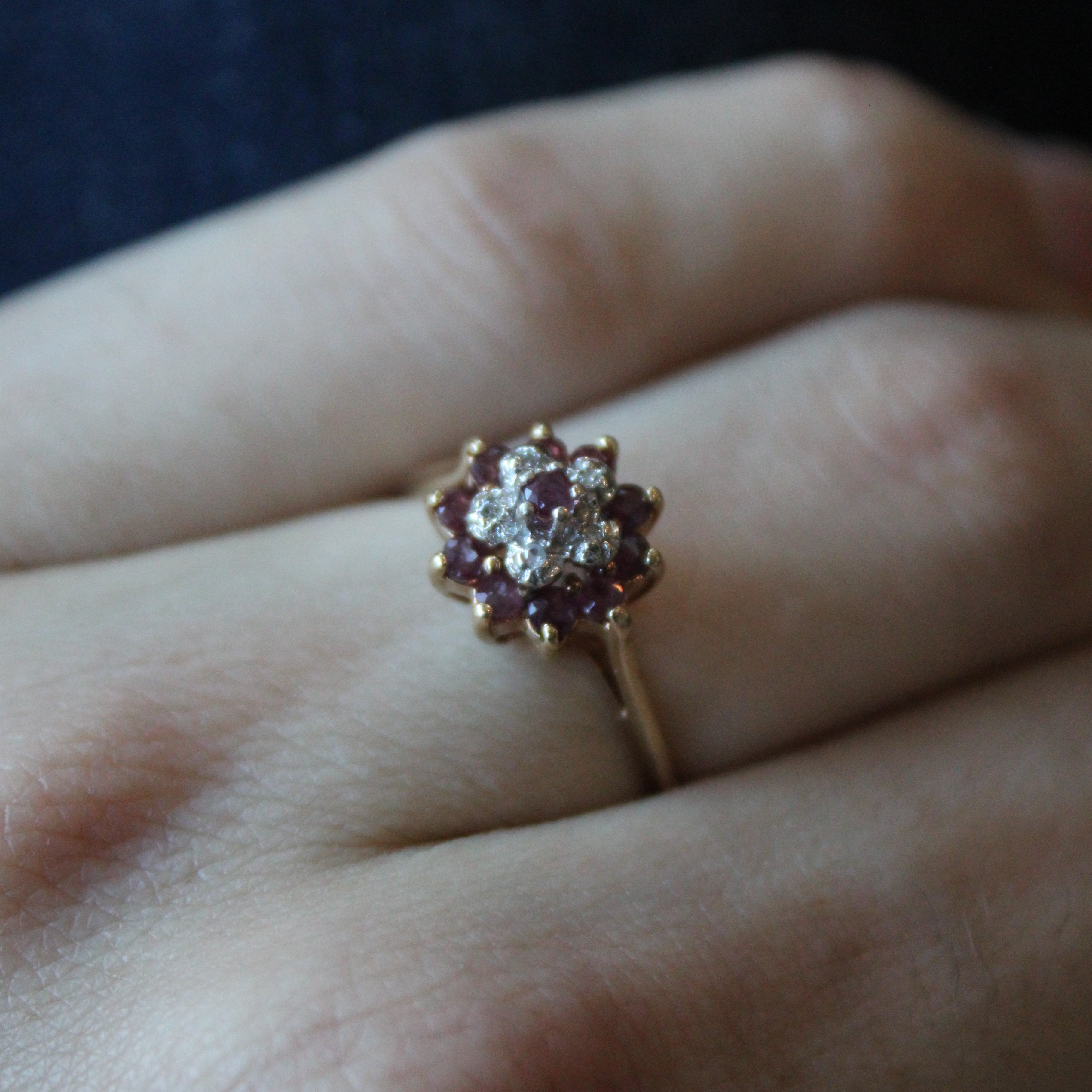 Ruby & Diamond Cluster Ring | 0.22ctw, 0.02ctw | SZ 7.75 |