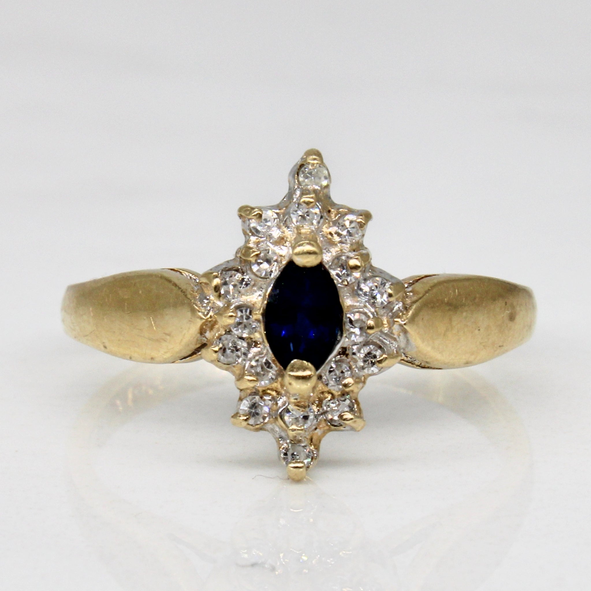 Marquise Sapphire & Diamond Ring | 0.18ct, 0.09ctw | SZ 7 |