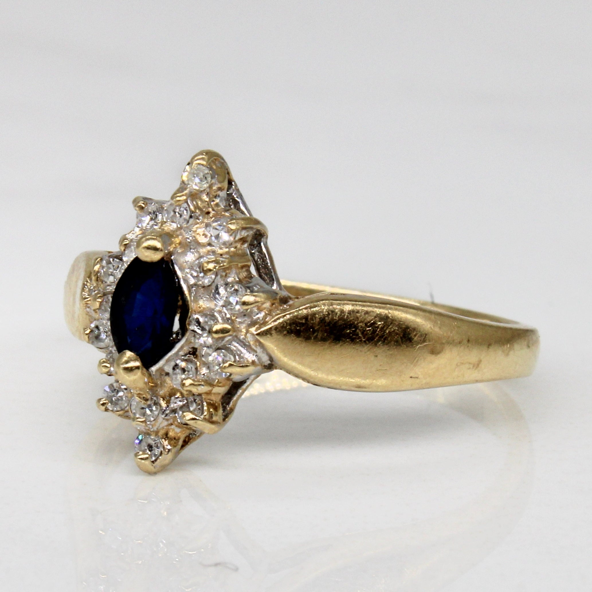 Marquise Sapphire & Diamond Ring | 0.18ct, 0.09ctw | SZ 7 |