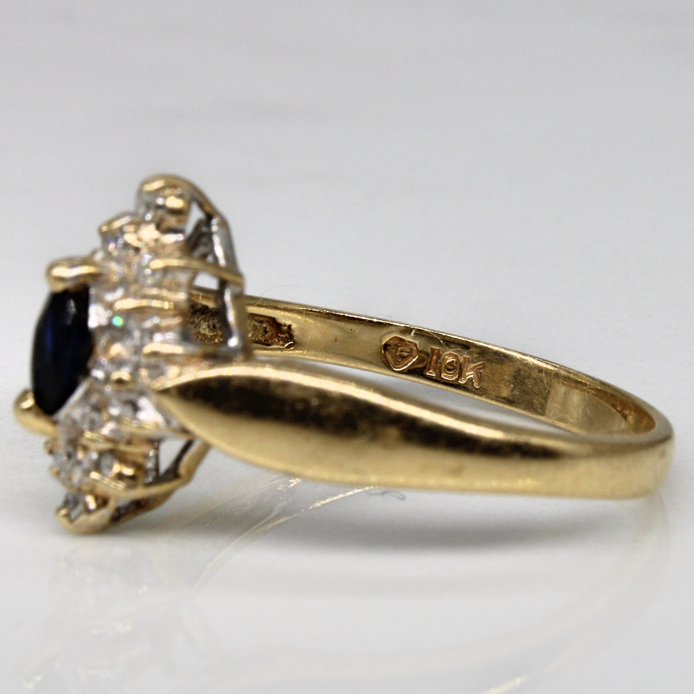 Marquise Sapphire & Diamond Ring | 0.18ct, 0.09ctw | SZ 7 |