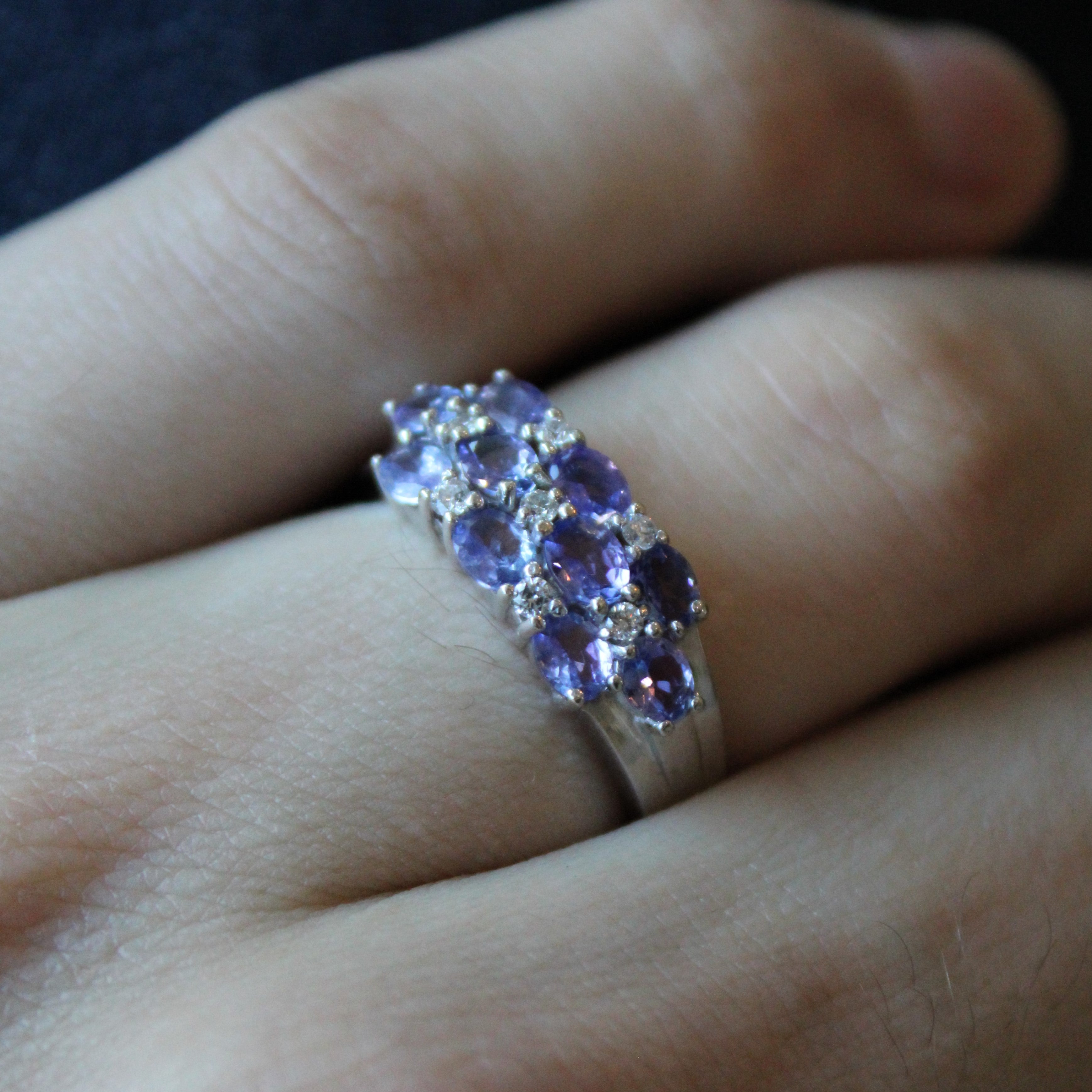 Three Row Tanzanite & Diamond Ring | 1.10ctw, 0.10ctw | SZ 7 |