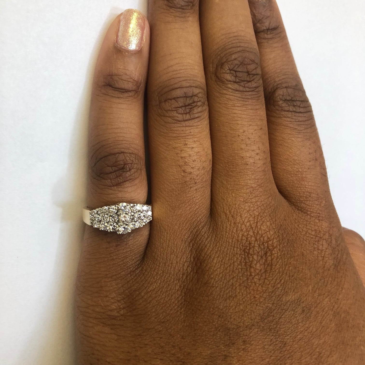Bague triple rangée de diamants dégradés | 0,60 ct au total | Taille 6,5 |