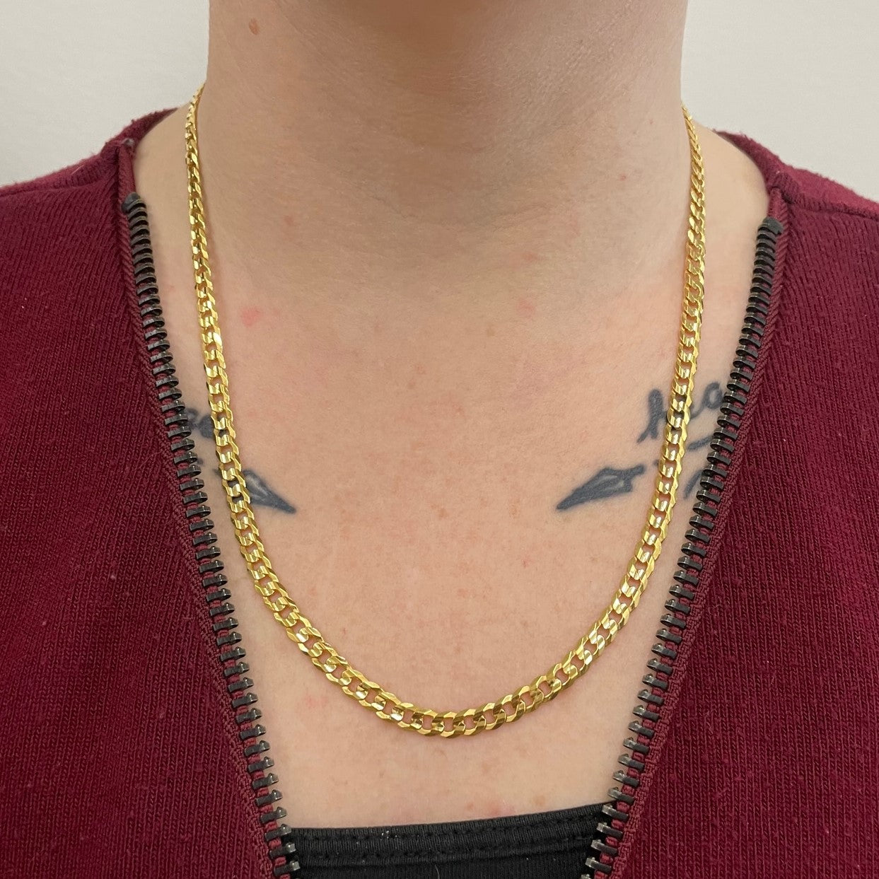 Chaîne cubaine en or jaune 22 carats | 20 pouces |