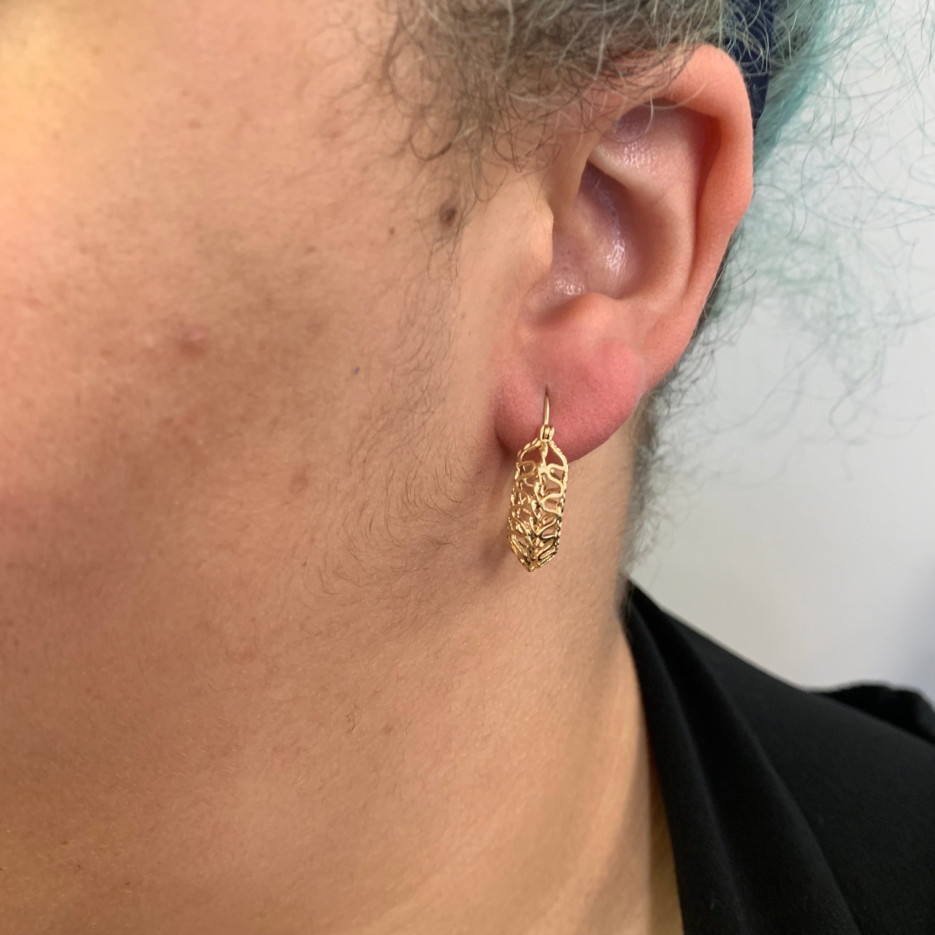 Hollow Yellow Gold Hoop Earrings |