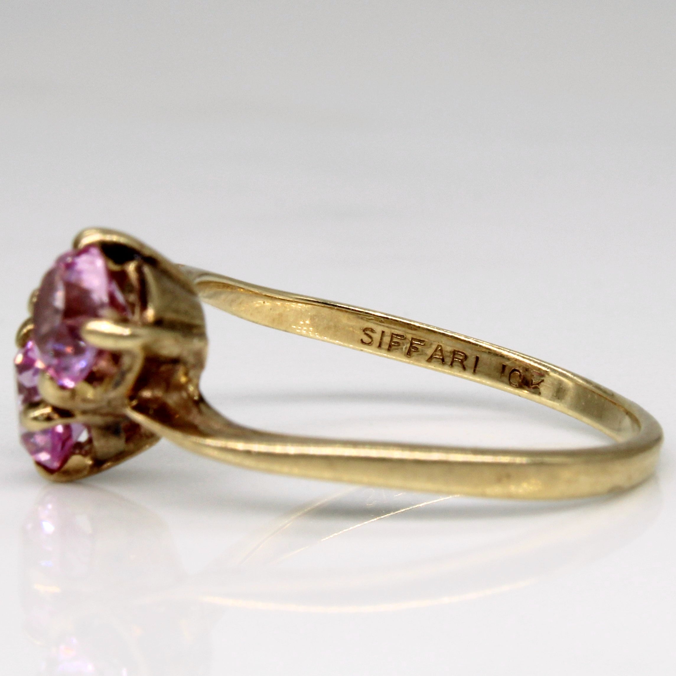 Bague Toi et Moi en saphir rose synthétique | 1,00 ct | Taille 6,5 |