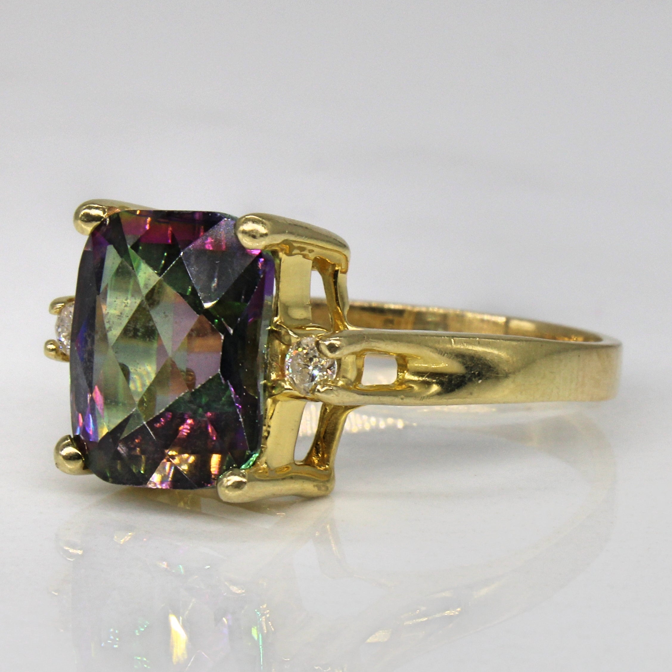 Mystic Topaz & Diamond Cocktail Ring | 5.00ct, 0.08ctw | SZ 8.5 |
