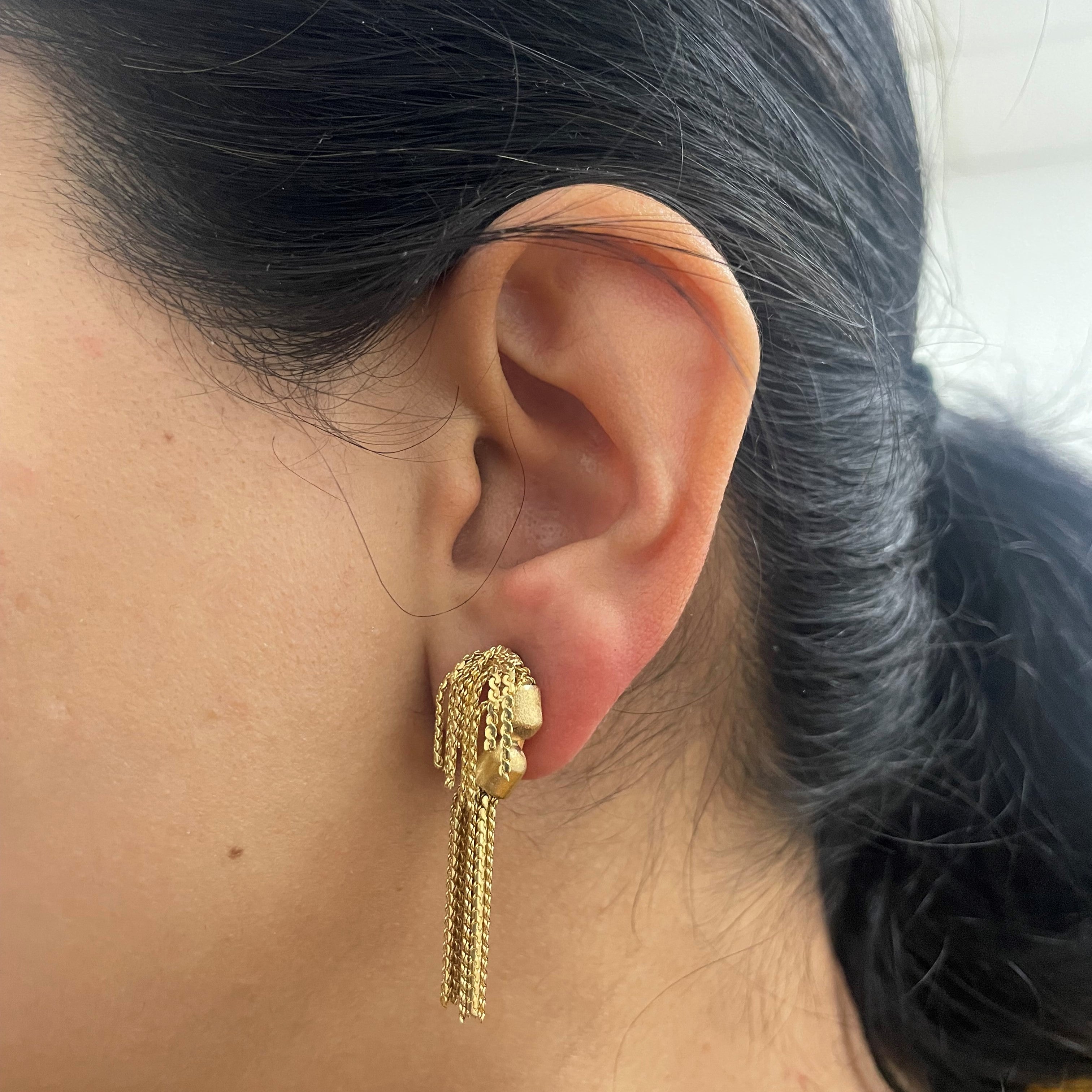 Multi Chain Dangle Clip Earrings