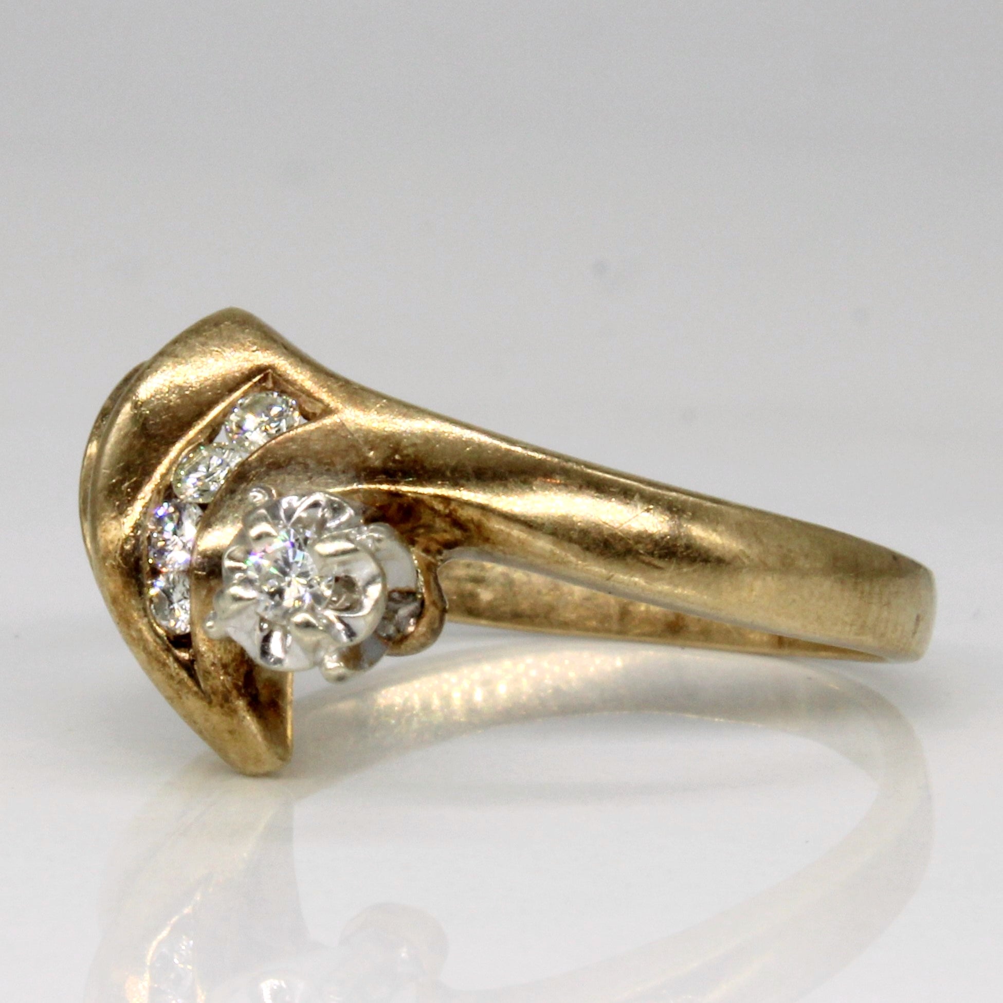 Abstract Diamond Bypass Ring | 0.11ctw | SZ 7.25 |