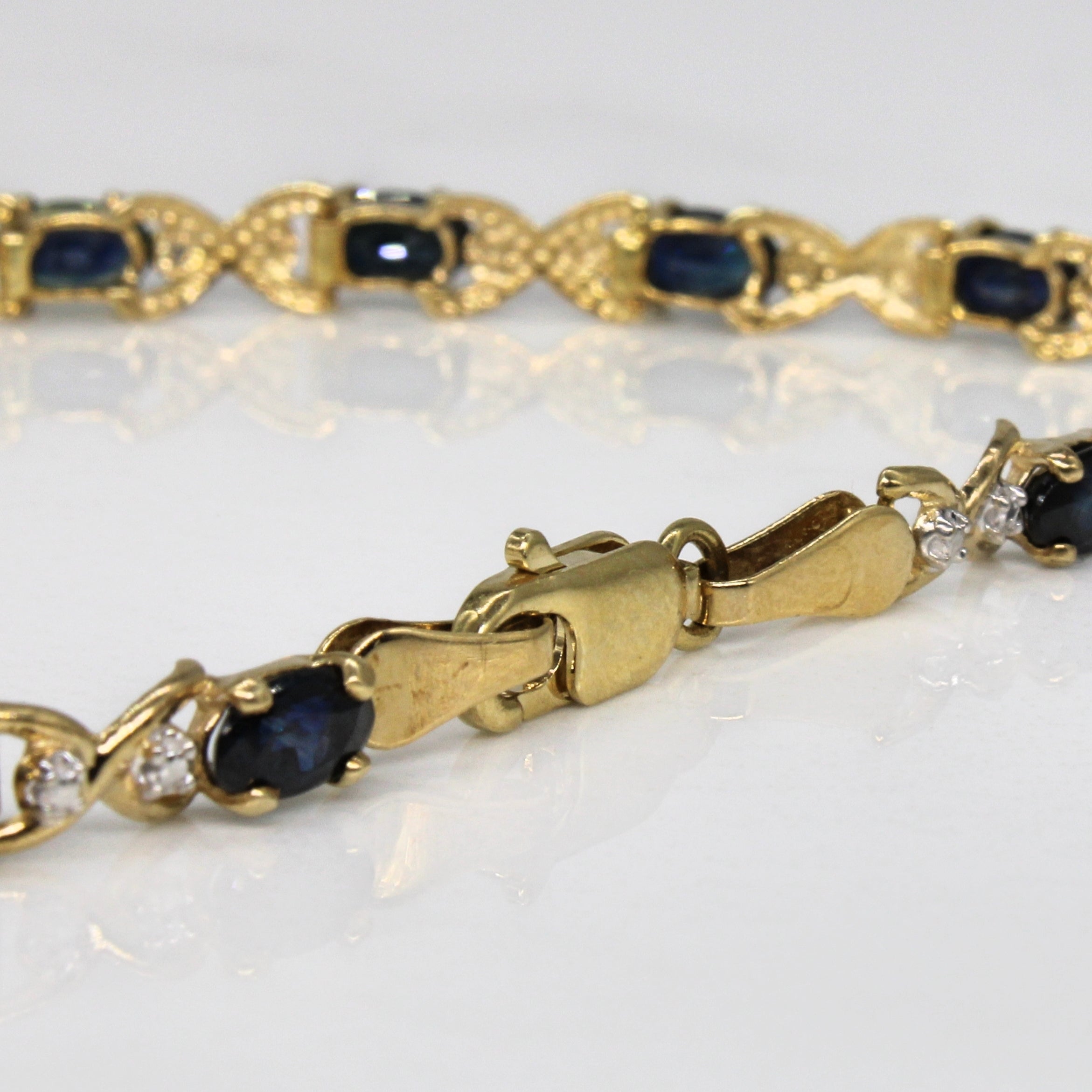Sapphire & Diamond Bracelet | 4.00ctw, 0.02ctw | 7" |