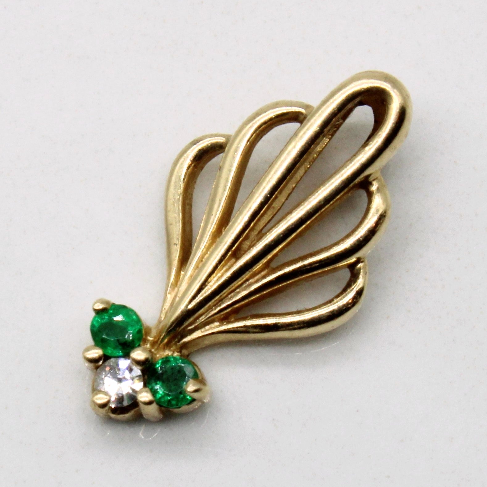 Synthetic Emerald & Diamond Art Deco Style Pendant | 0.03ctw, 0.02ct |