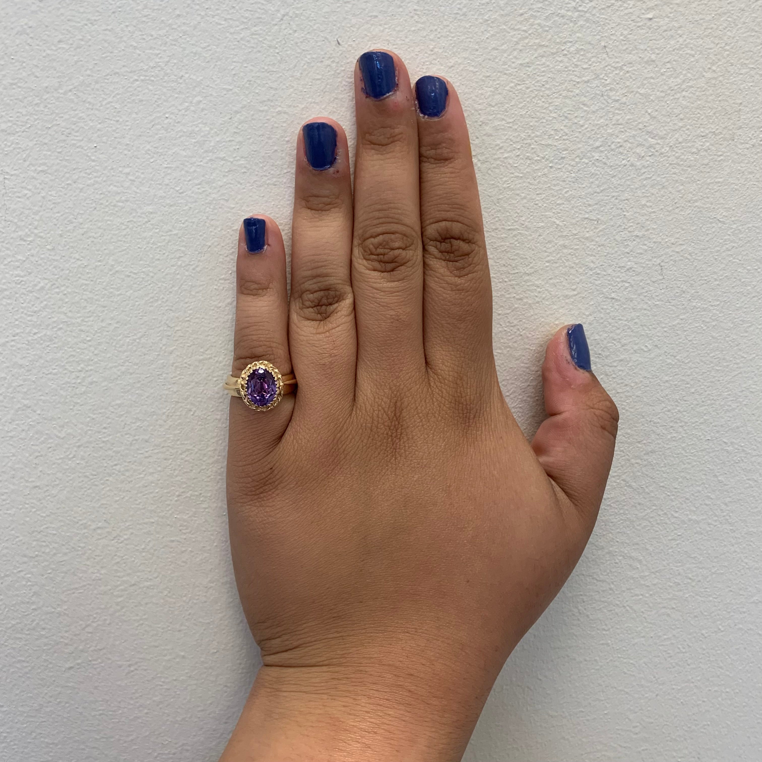 Colour Changing Synthetic Sapphire Ring | 3.25ct | SZ 4.75 |