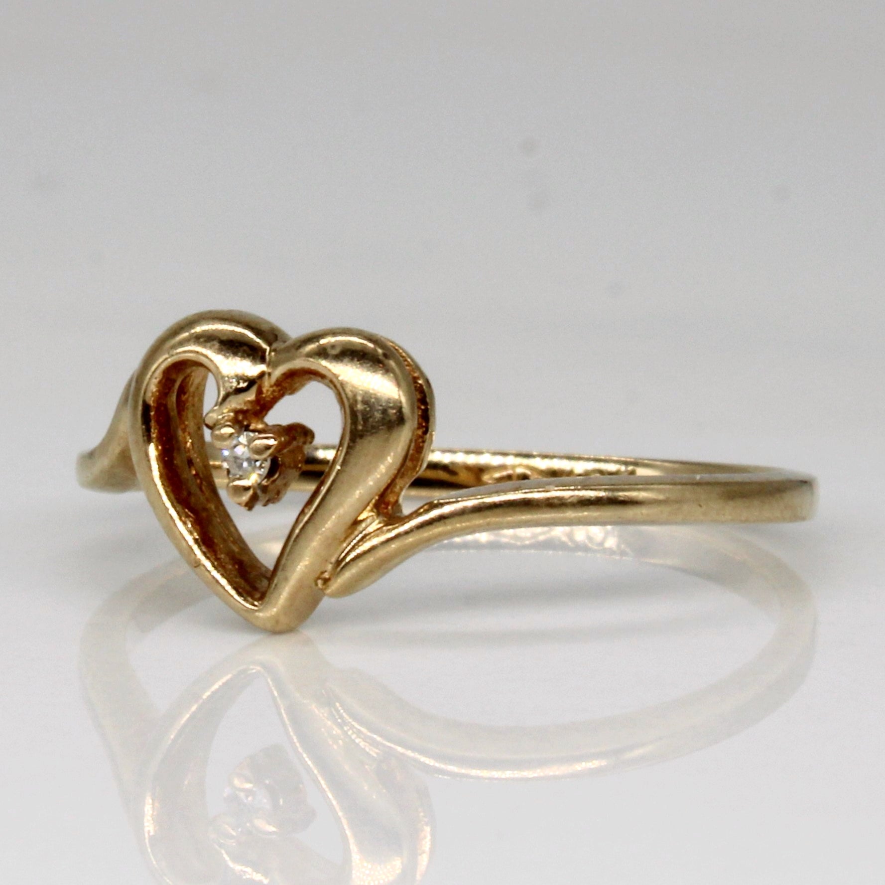 Solitaire Diamond Heart Ring | 0.01ct | SZ 6.5 |