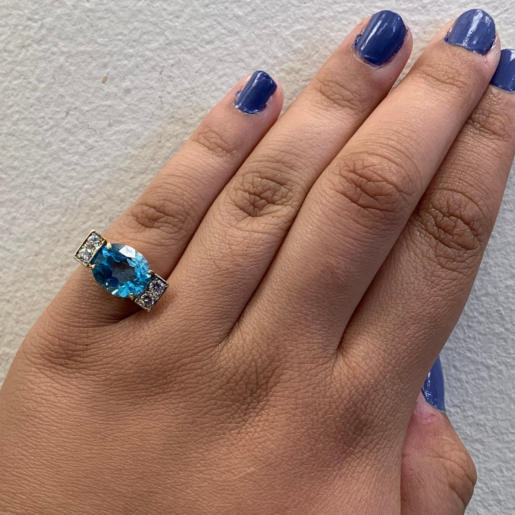 Blue Topaz & Diamond Ring | 4.50ct, 0.32ctw | SZ 6 |