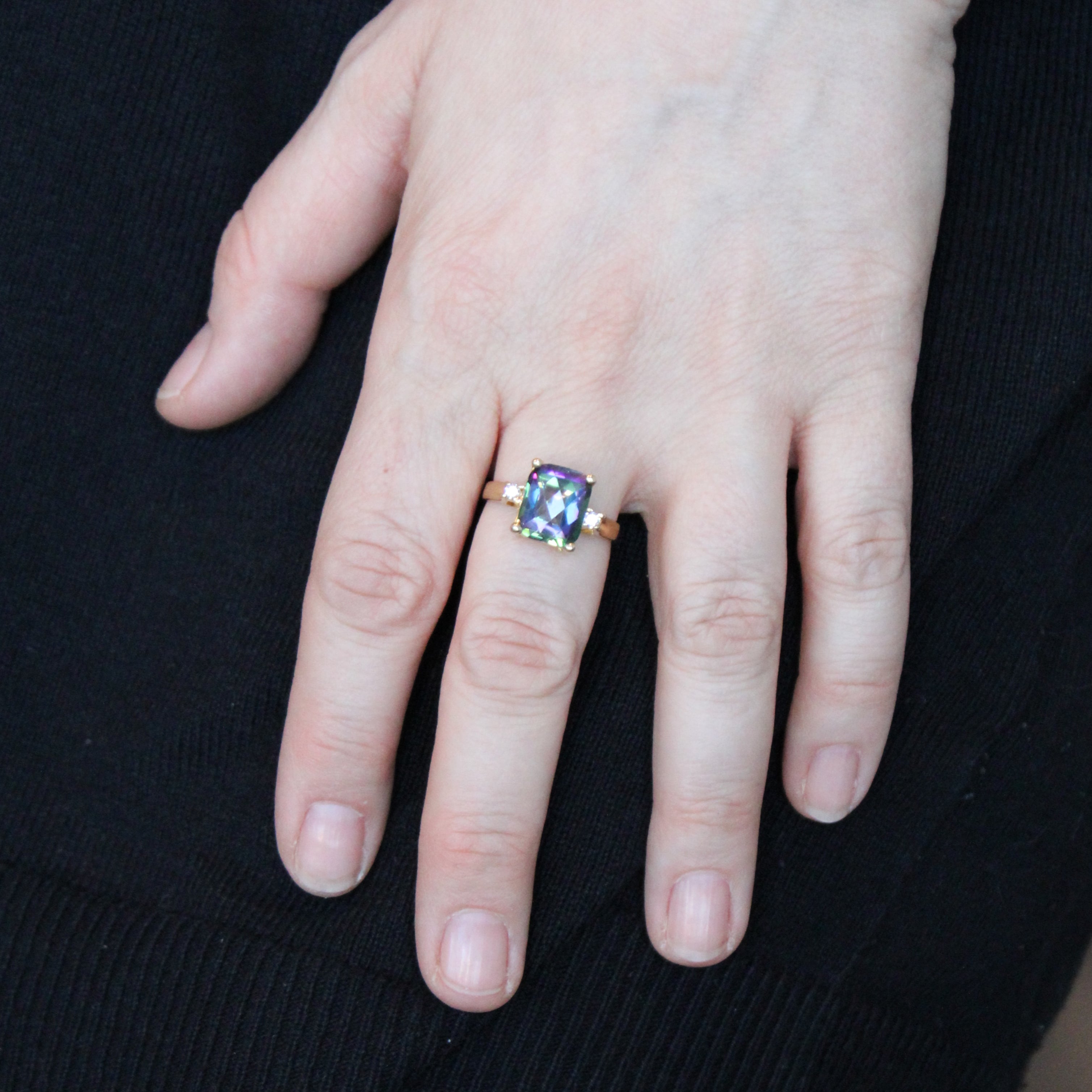 Mystic Topaz & Diamond Cocktail Ring | 5.00ct, 0.08ctw | SZ 8.5 |