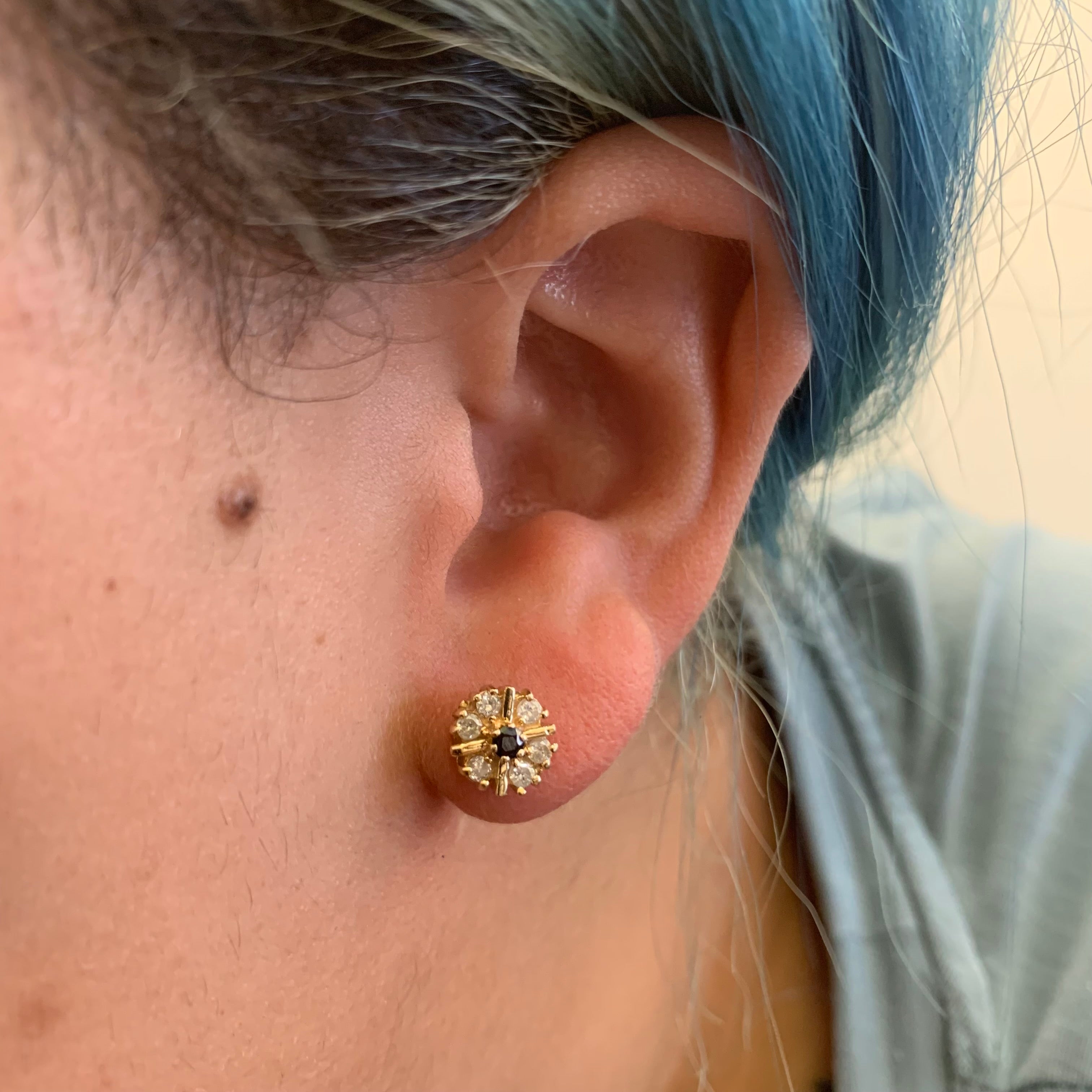 Diamond & Sapphire Stud Earrings | 0.36ctw, 0.16ctw |