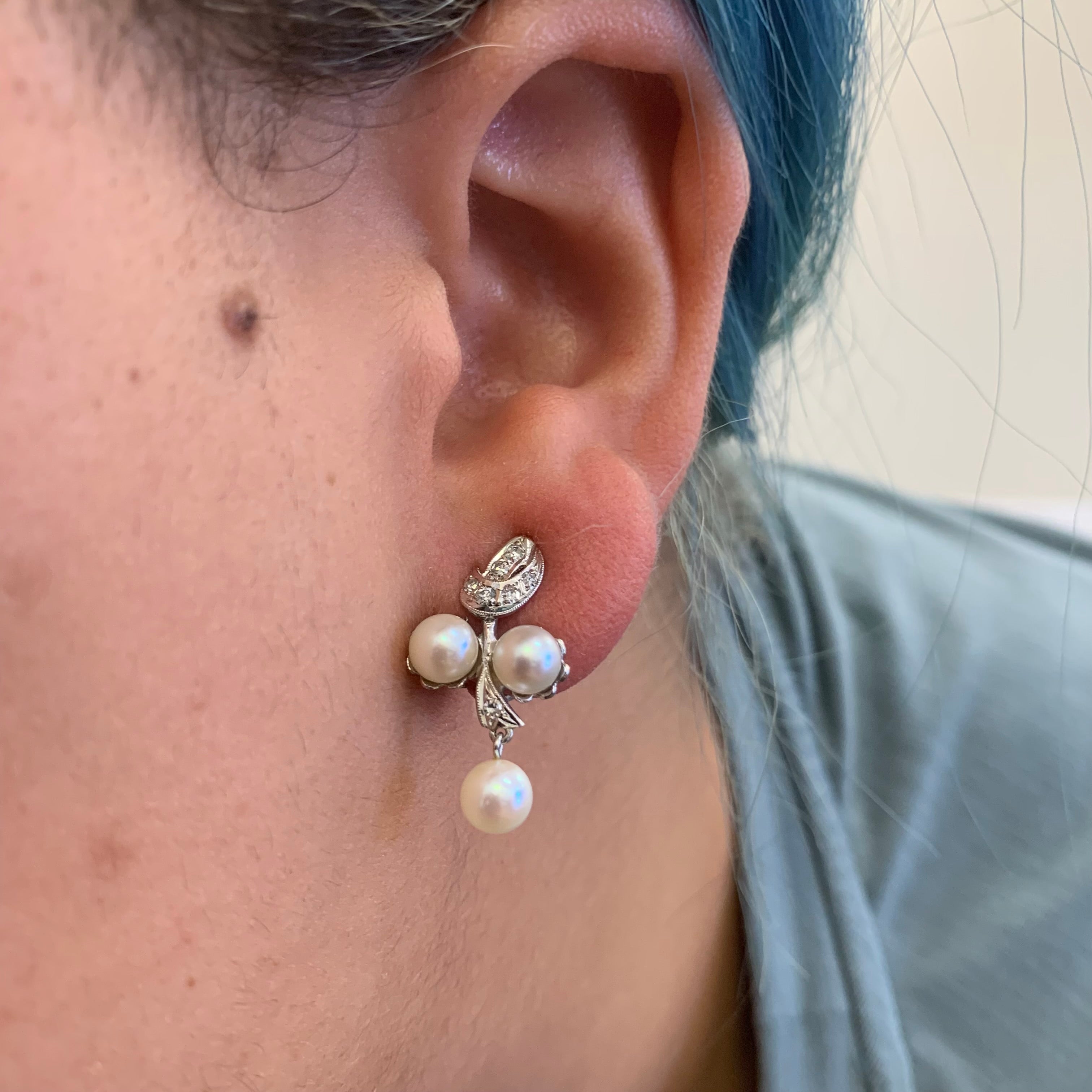Boucles d'oreilles à clip en perles et diamants | 7,50 ct, 0,20 ct |