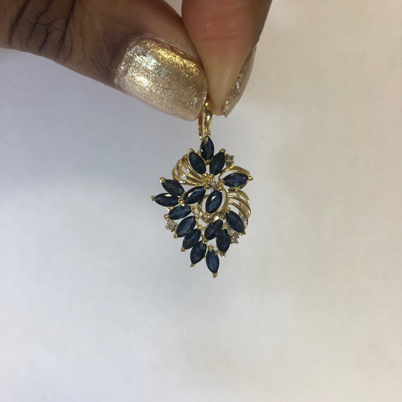 Floral Sapphire Swirl Pendant | 0.03ctw, 2.40ctw |