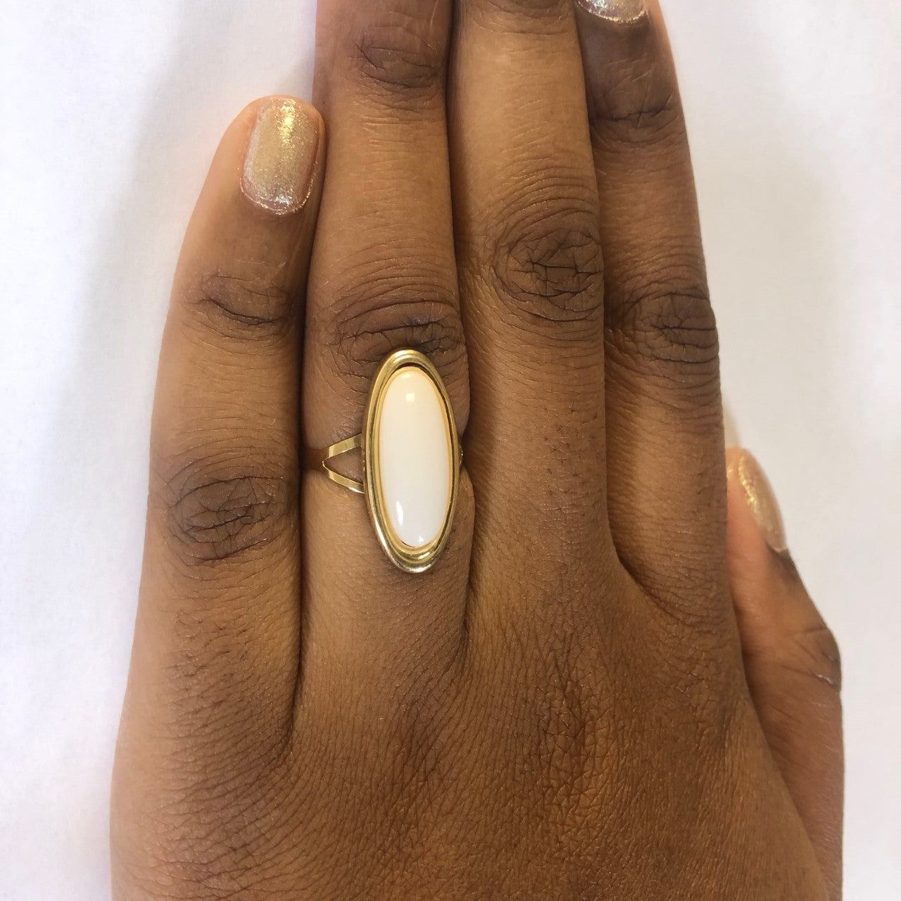 White Chalcedony Cabochon Ring | 4.00ct | SZ 8.5 |