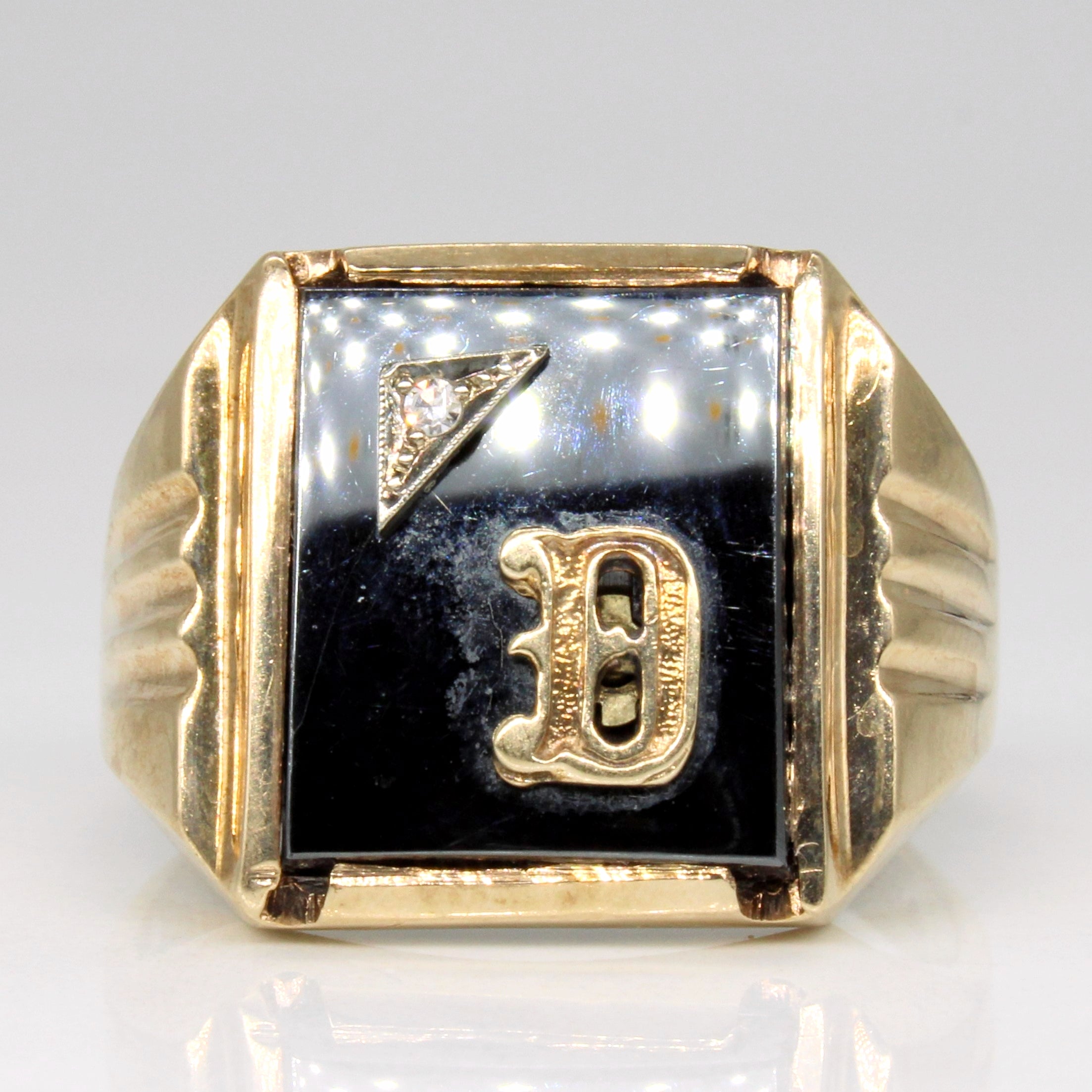 Hematite & Diamond Initial 'D' Ring | 4.25ct, 0.01ct | SZ 10.75 |
