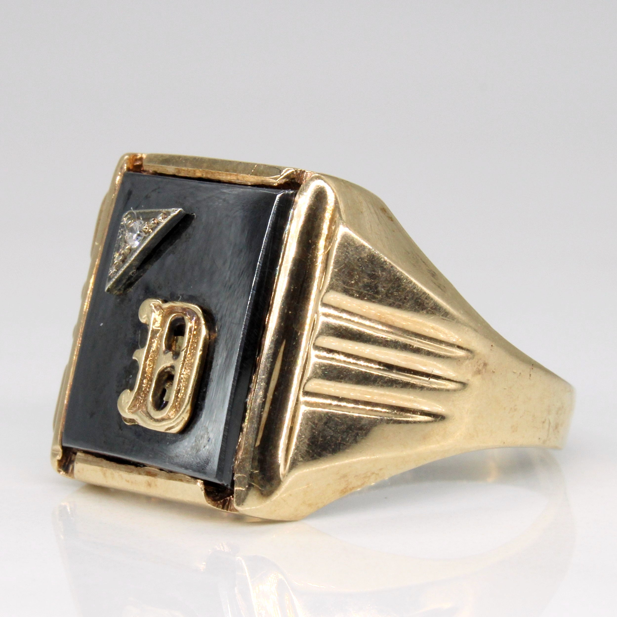 Hematite & Diamond Initial 'D' Ring | 4.25ct, 0.01ct | SZ 10.75 |
