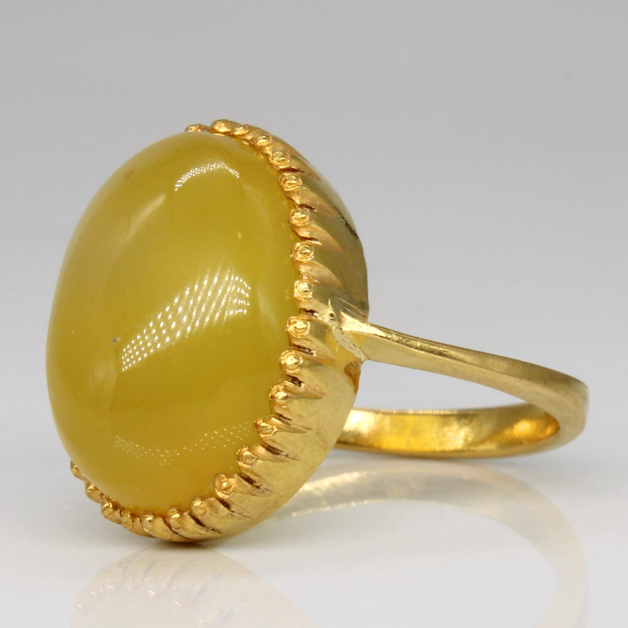 Bague cocktail en calcédoine jaune | 9,75 ct | Taille 6,5 |