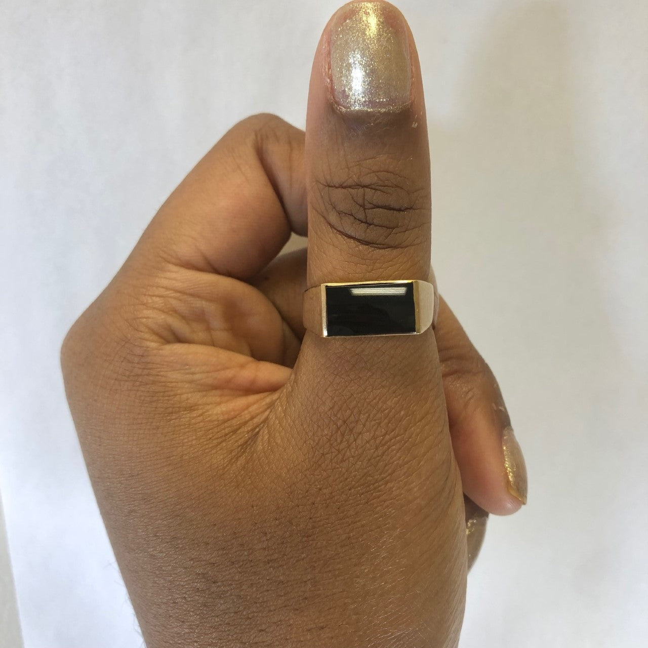 Flat Cab Black Onyx Ring | 2.50ct | SZ 10.75 |
