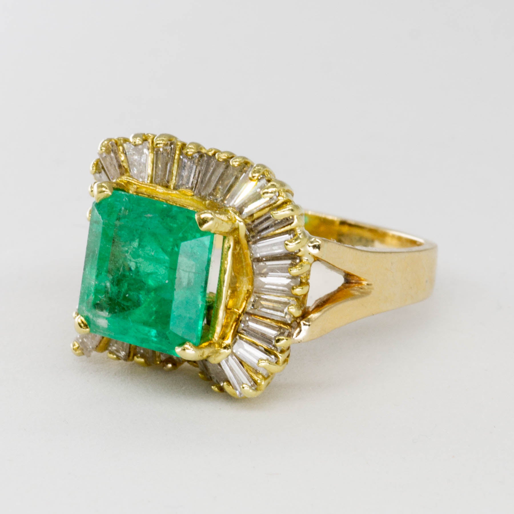 Asscher Cut Emerald & Diamond Halo Ring | 3.85ctw, 0.75ctw | SZ 5 |