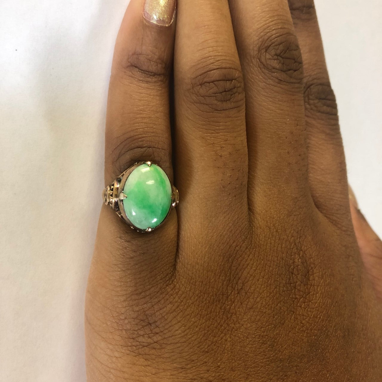 Jadeite Cabochon Filigree Ring | 6.00ct | SZ 3.75 |