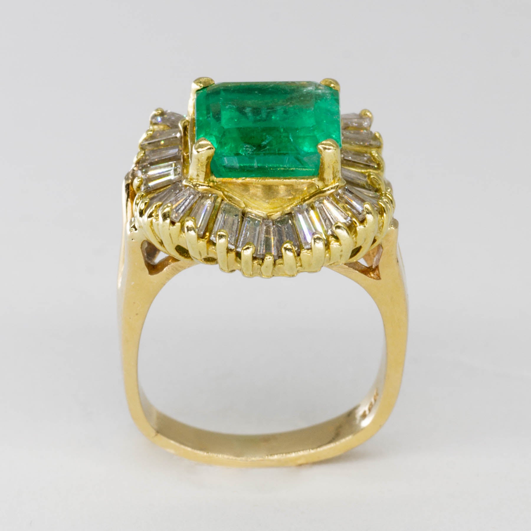 Asscher Cut Emerald & Diamond Halo Ring | 3.85ctw, 0.75ctw | SZ 5 |