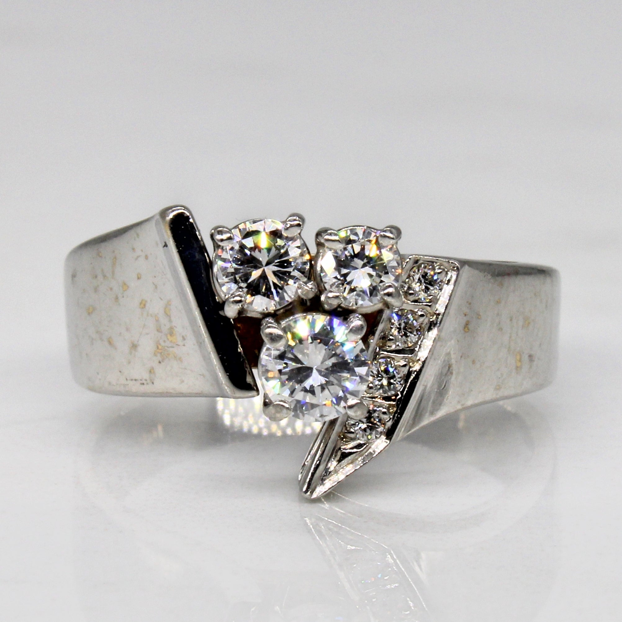 Offset Three Stone Diamond Ring | 0.58ctw | SZ 7.25 |