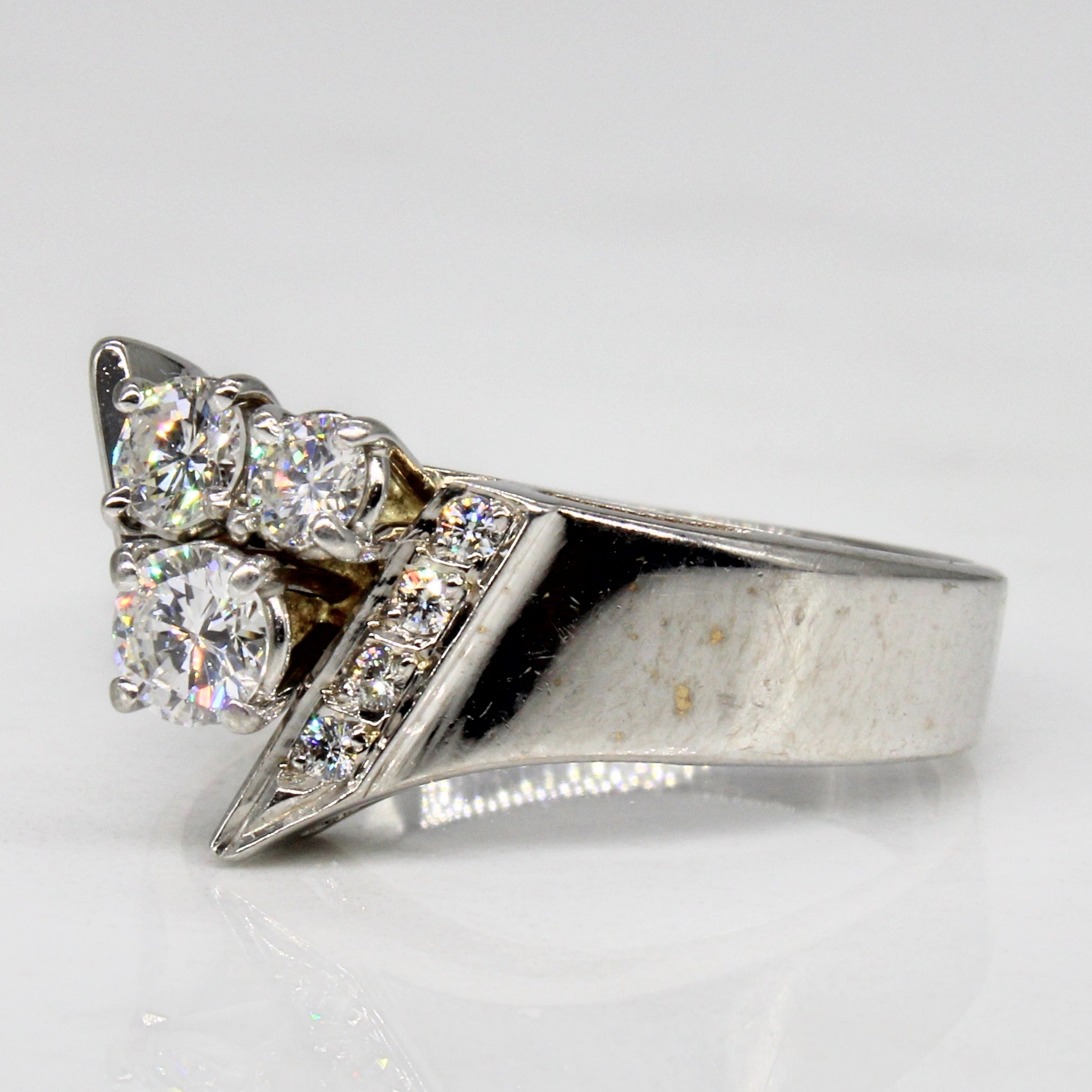 Offset Three Stone Diamond Ring | 0.58ctw | SZ 7.25 |