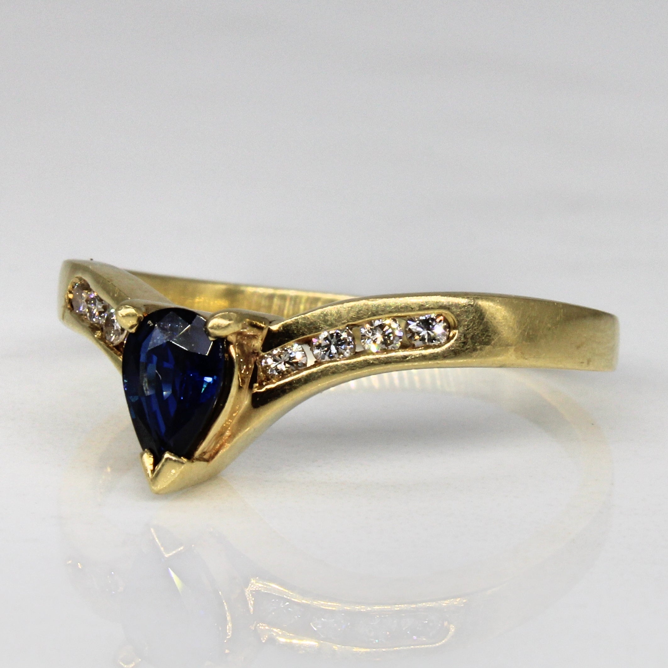 Sapphire & Diamond Chevron Ring | 0.35ct, 0.12ctw | SZ 8.75 |